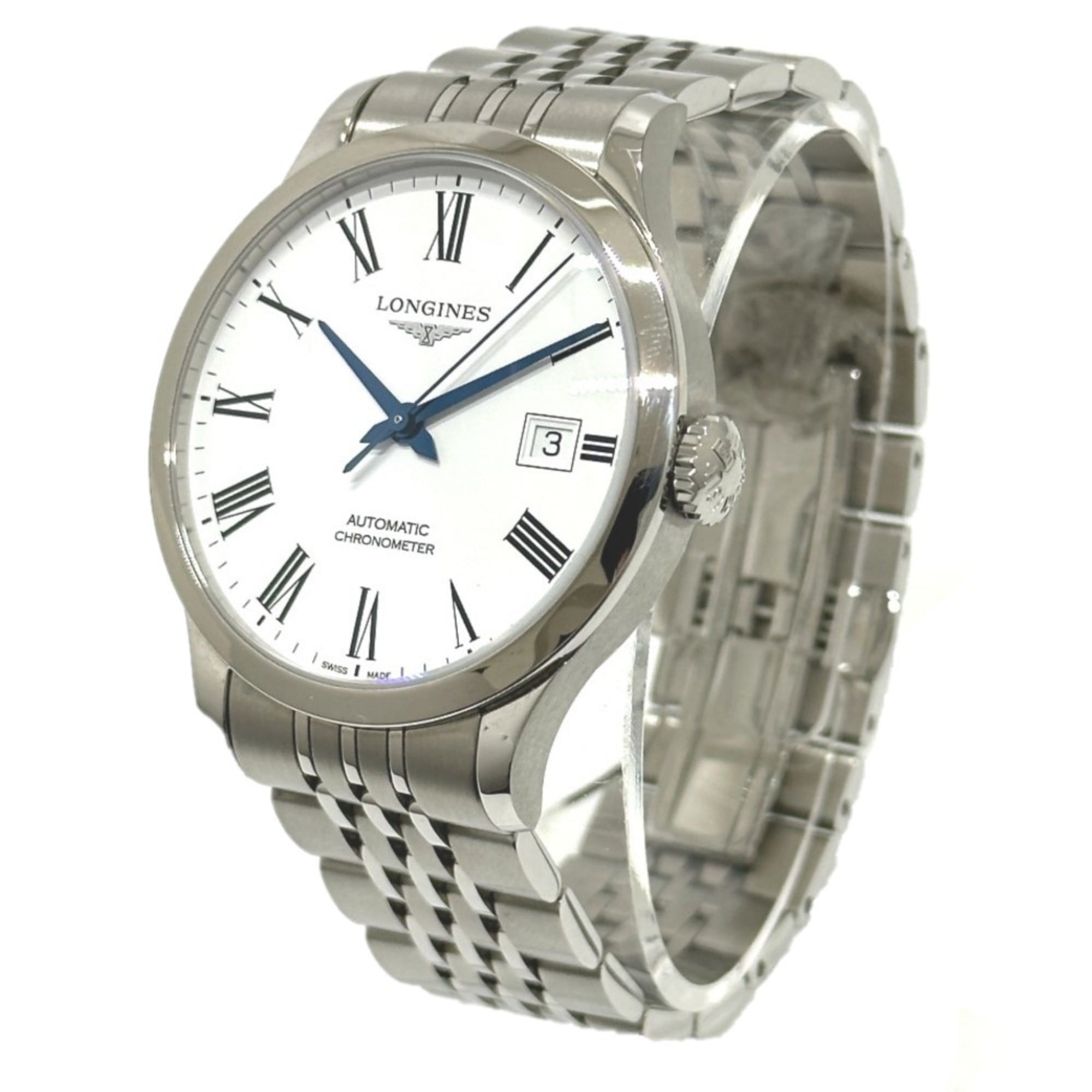 Longines Record L2.820.4.11.6 White Dial 40mm Watch