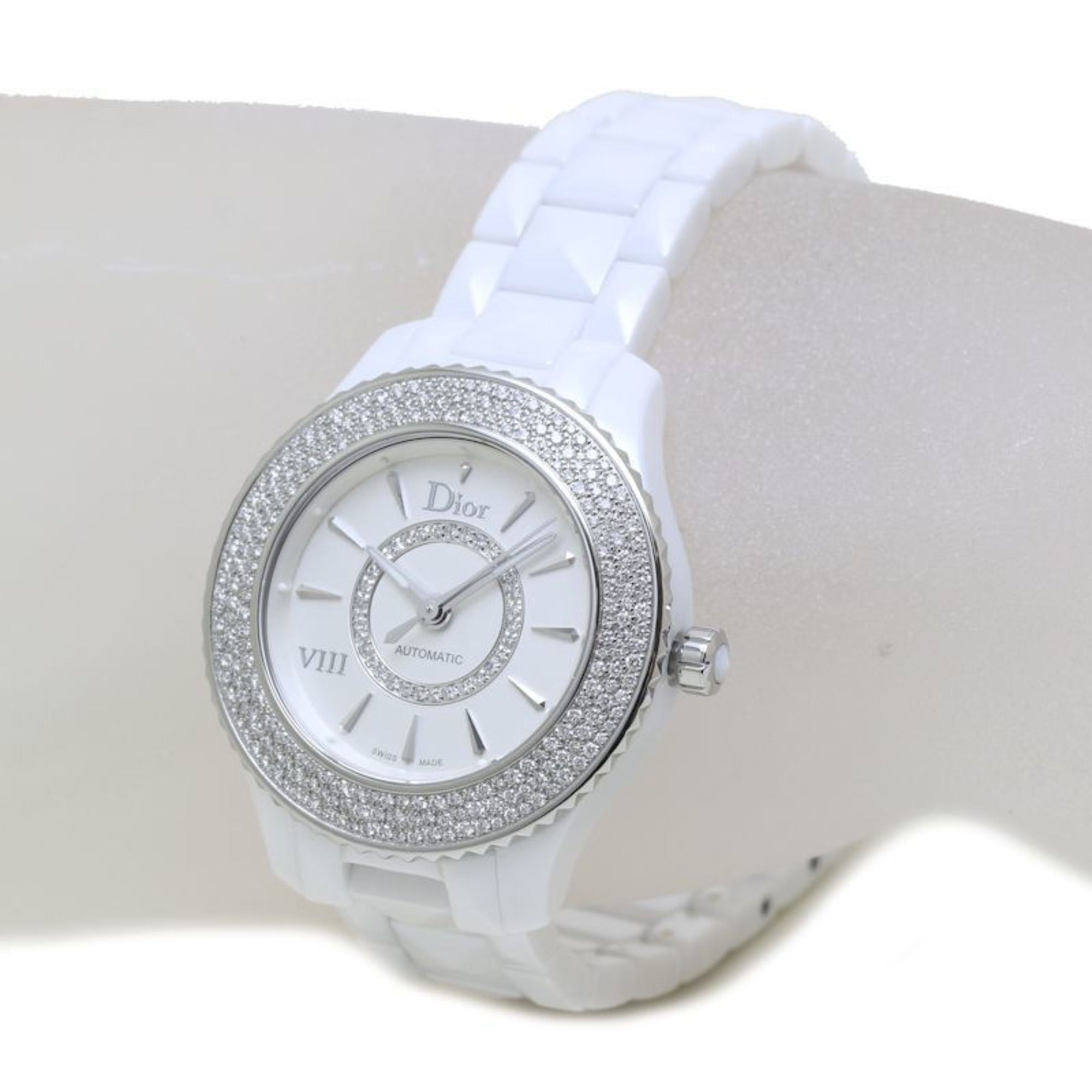 Christian Dior VIII On Huit Diamond CD1235E5C001 Wit keramiek xSS Dames 39820