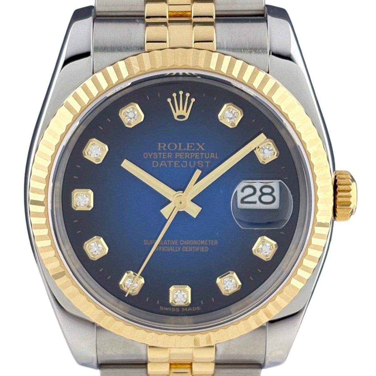 Rolex Datejust 10P Diamond Blue Gradient 116233G Blue Dial 36mm Watch