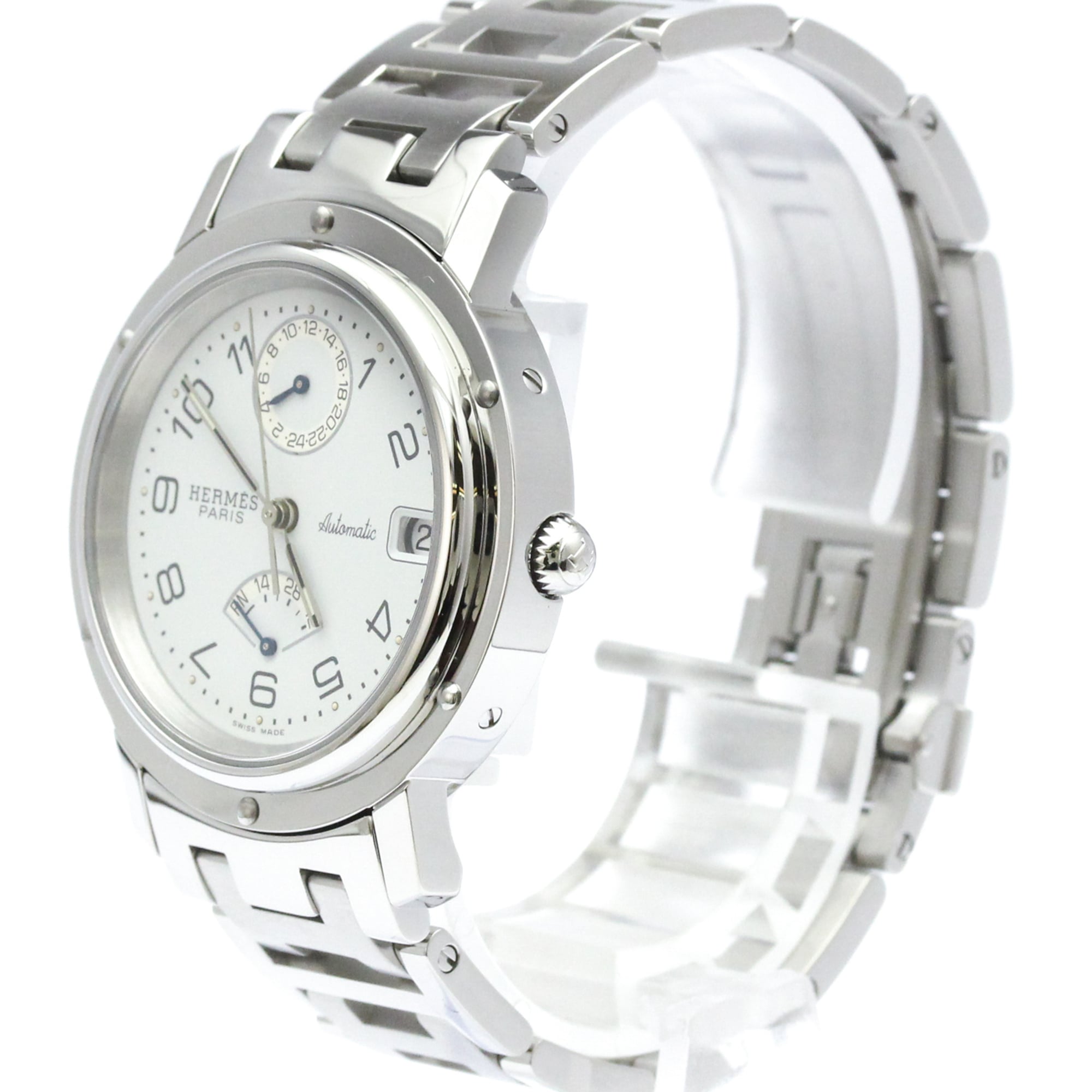 HERMES Clipper Power Reserve Steel Automatic Watch CL5.710 Polished