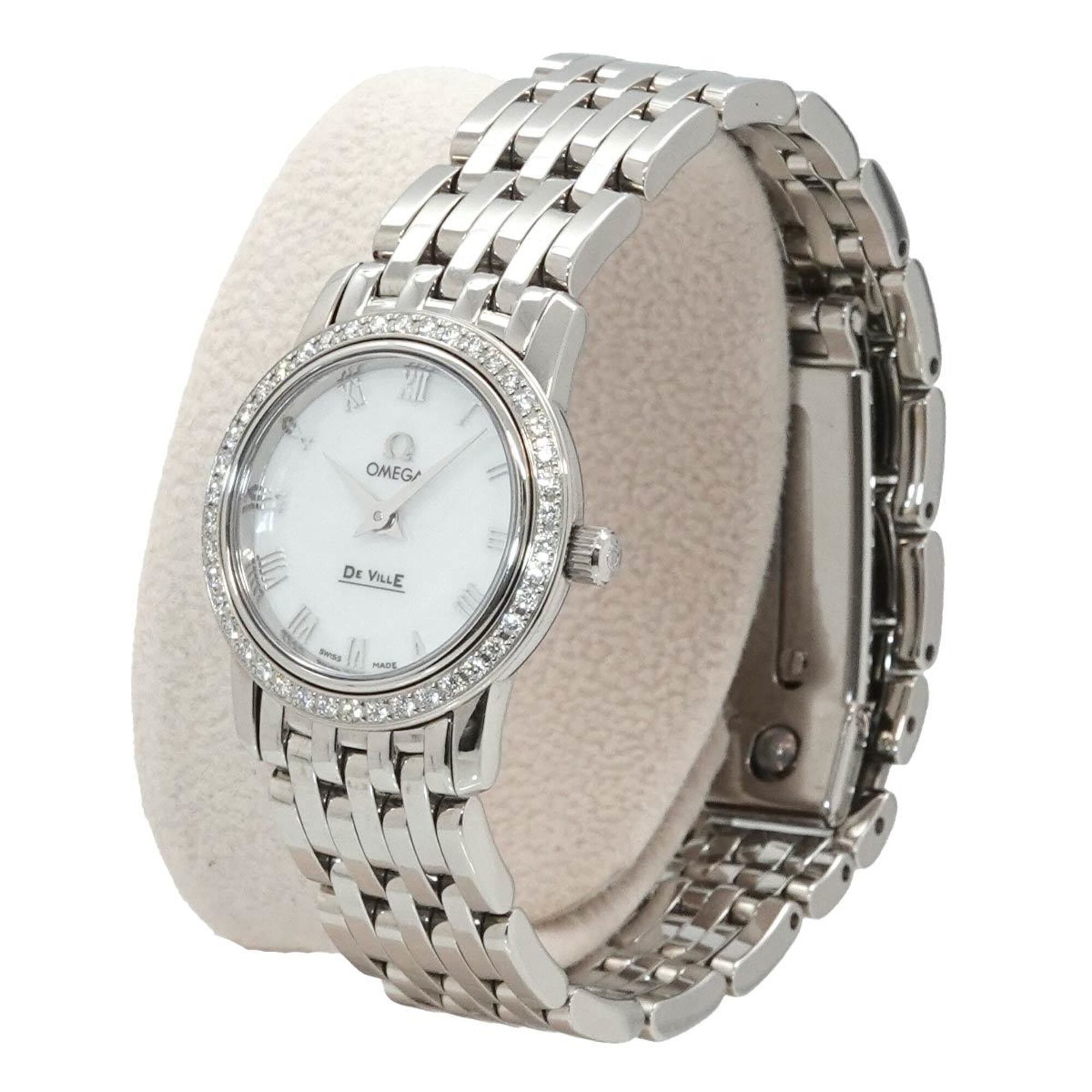 Omega De Ville 4575 71 Ladies' Watch, Diamond Bezel, White Shell, Quartz Watch