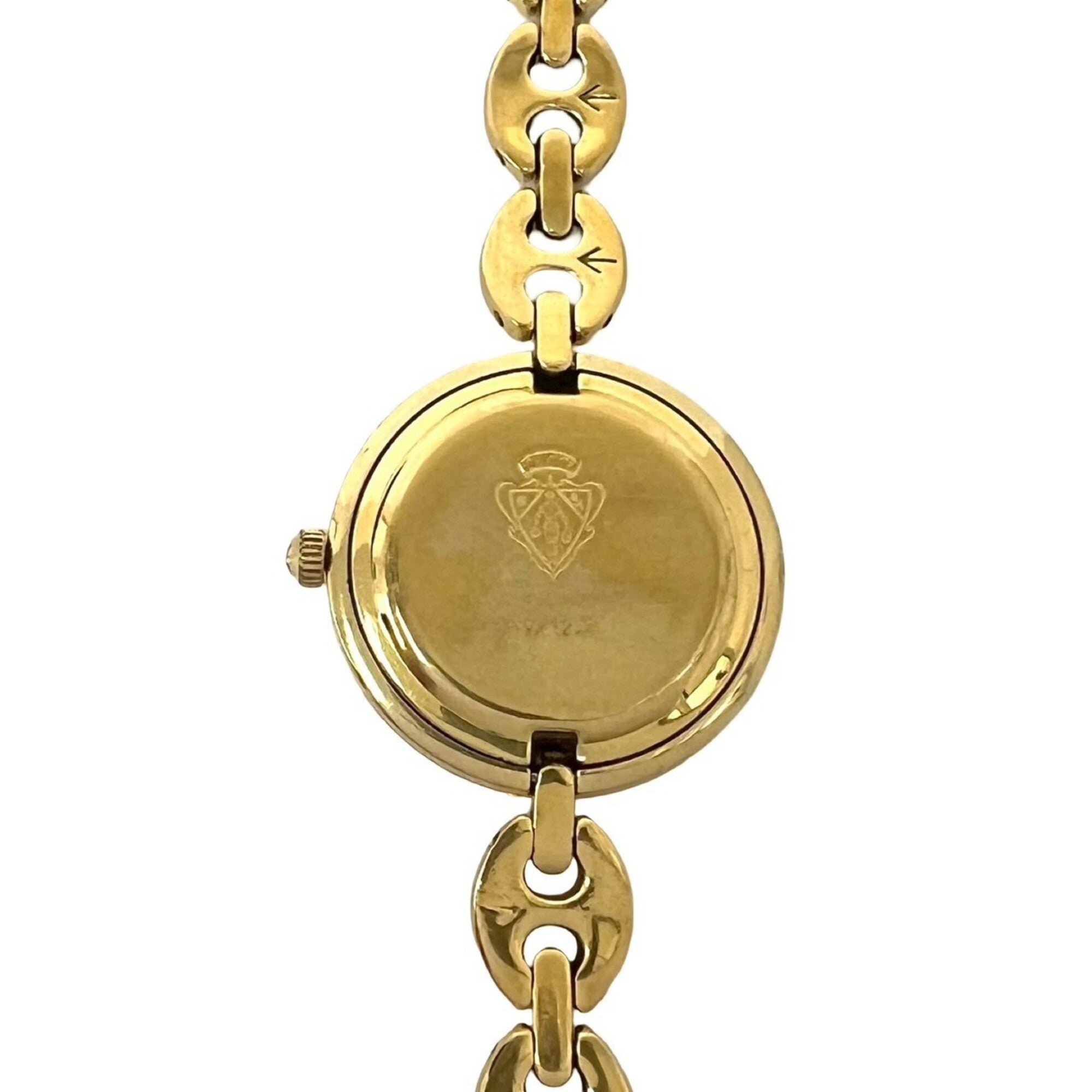 GUCCI Vintage Logo Engraved Chain GP Watch Wristwatch Gold White 36330