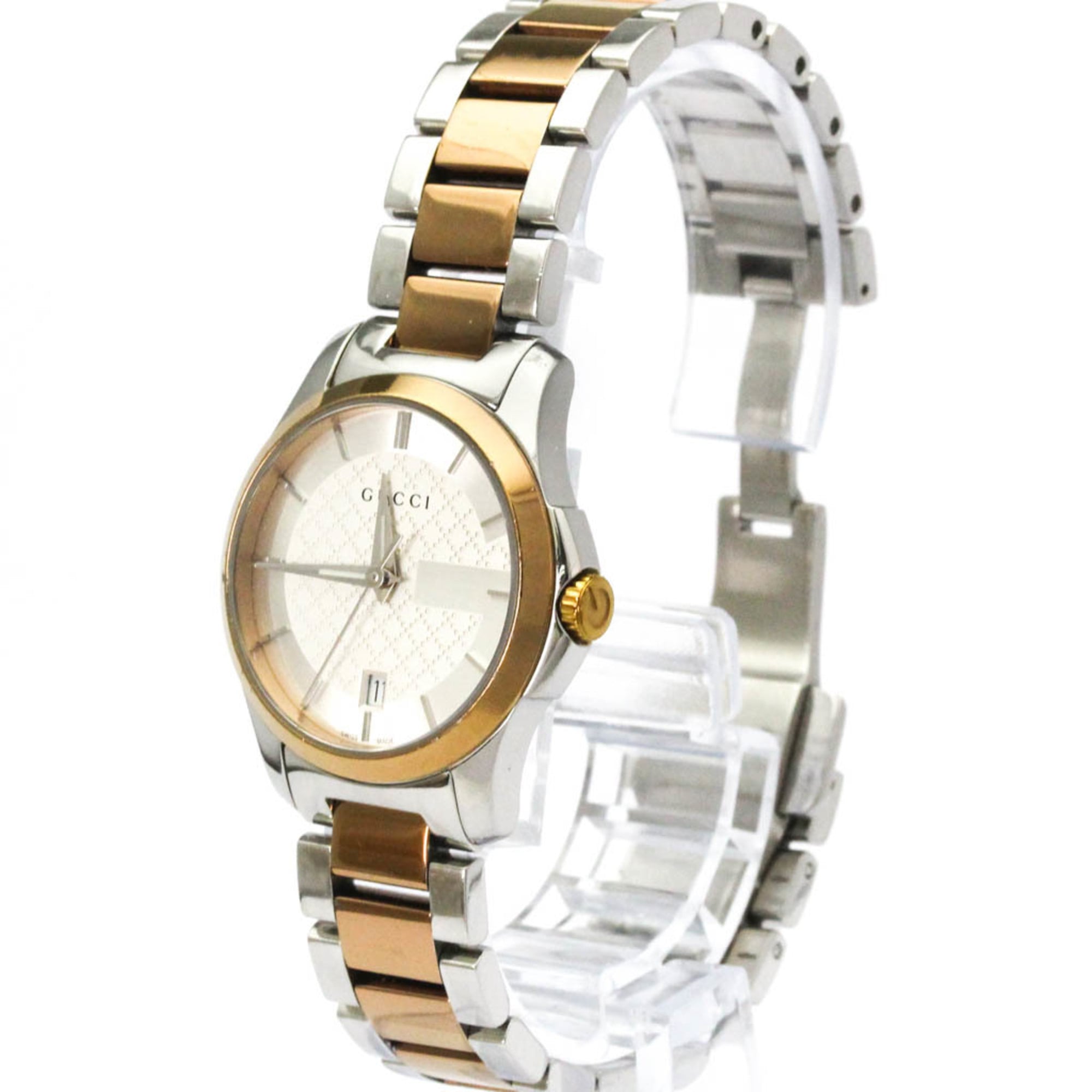 GUCCI G-Timeless Pink Gold Plated Steel Quartz Ladies Watch YA126528 126.5