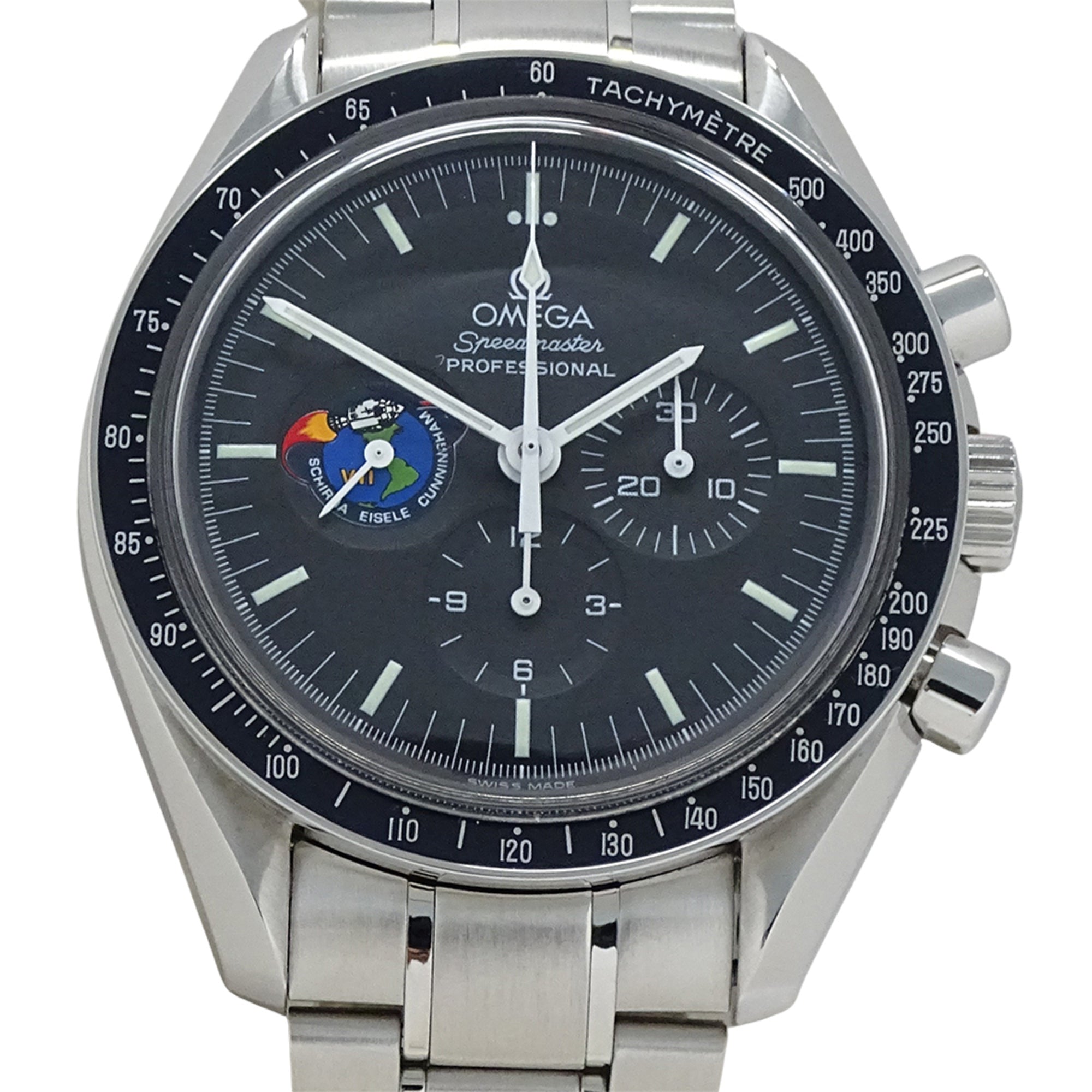 Omega Speedmaster 3597.11.00 Men's Watch, Brand: Missions Apollo Chronograph, Manual Winding, Stainless Steel (SS), Silver & Black.