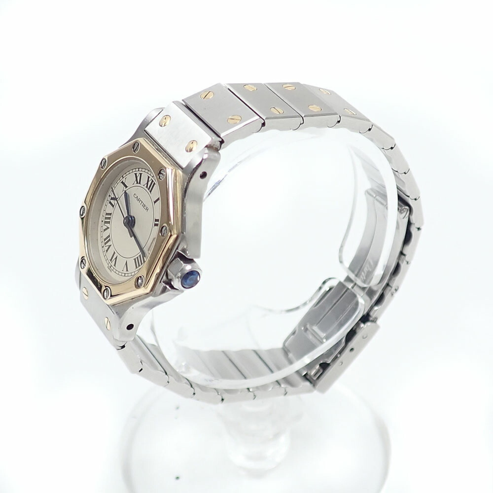 Cartier Santos Octagon SM Ladies Quartz Watch, Stainless Steel & 18K Yellow Gold, W2001683/187903, Battery Operated