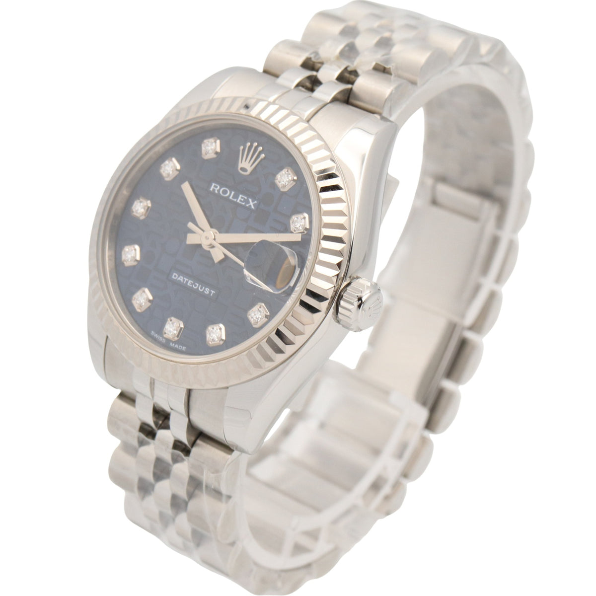 Rolex Datejust 10P Diamond 178274G Blue Dial 31mm Watch