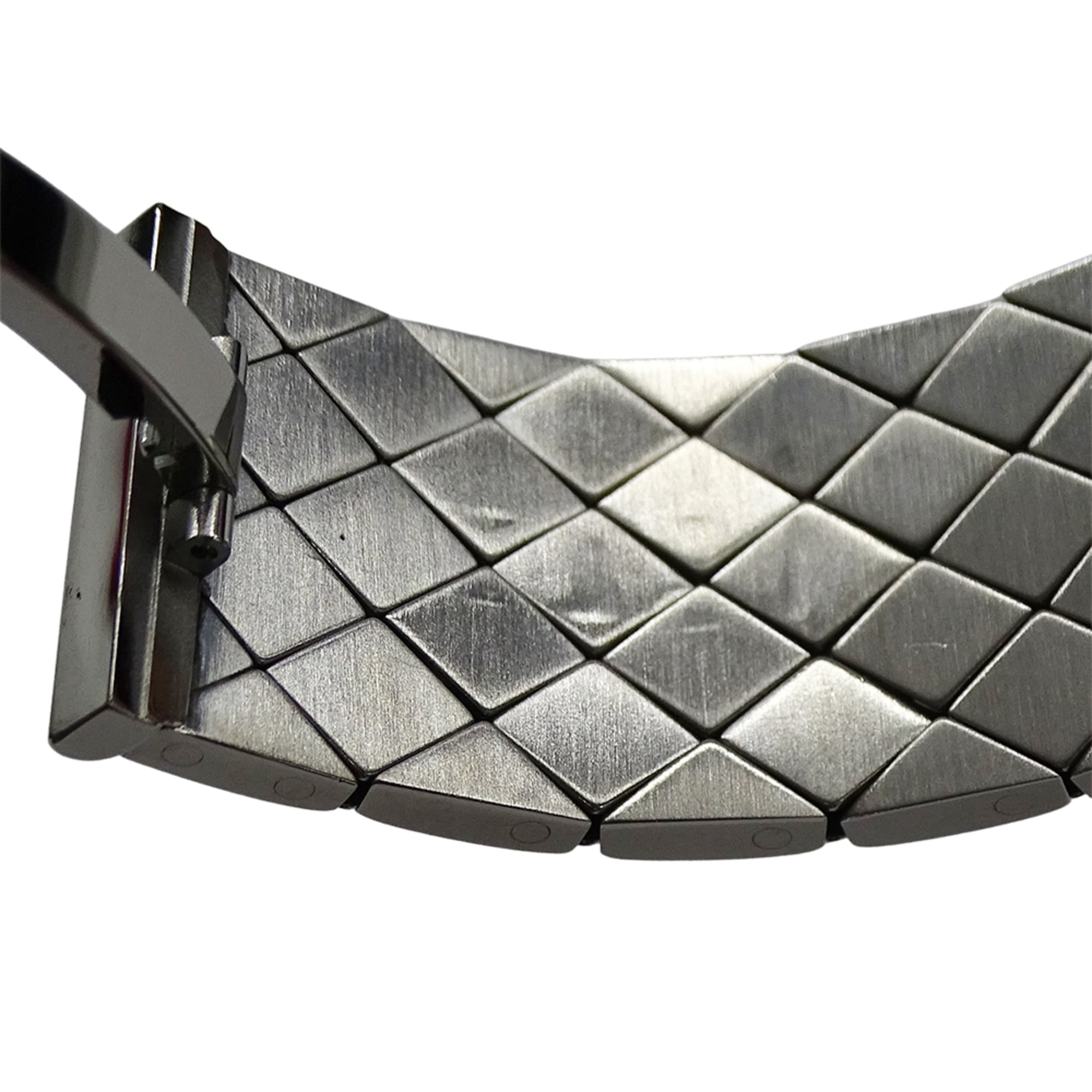 Chanel women's watch, brand name, Matelassa, quartz, stainless steel (SS), H0009, silver, black, square.