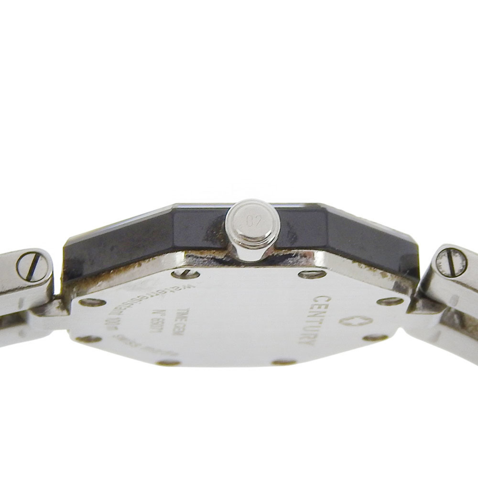 Montre pour femme Century Time Gem, 1 diamant, acier inoxydable, Quartz, analogique, cadran en nacre Blanc