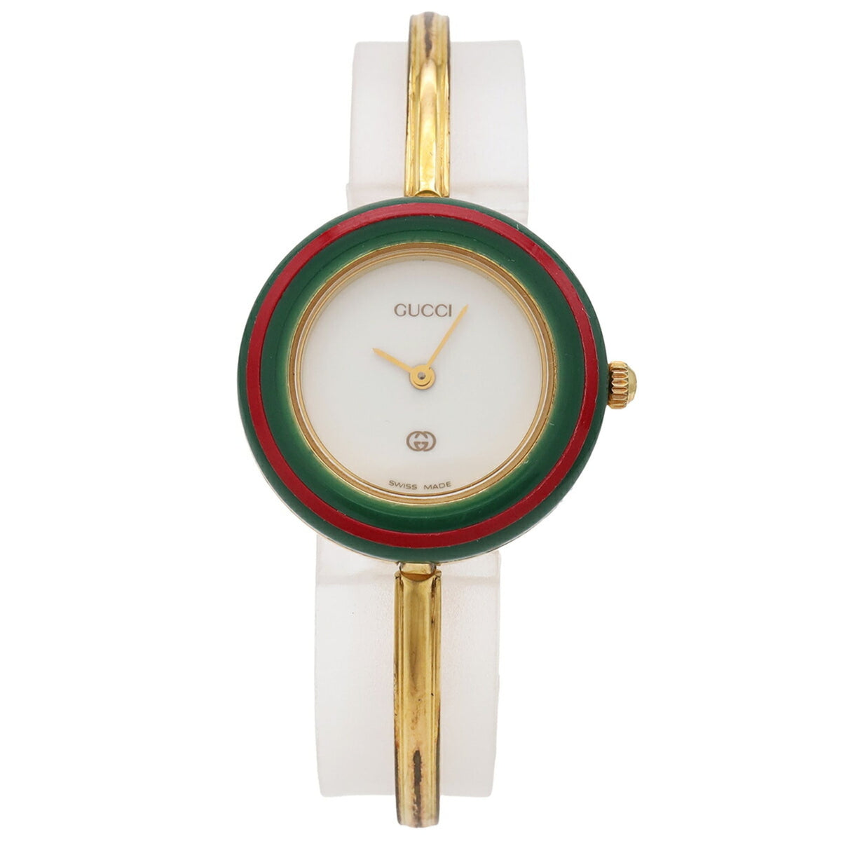 Gucci Change Bezel 11/12 met witte wijzerplaat, 26 mm horloge