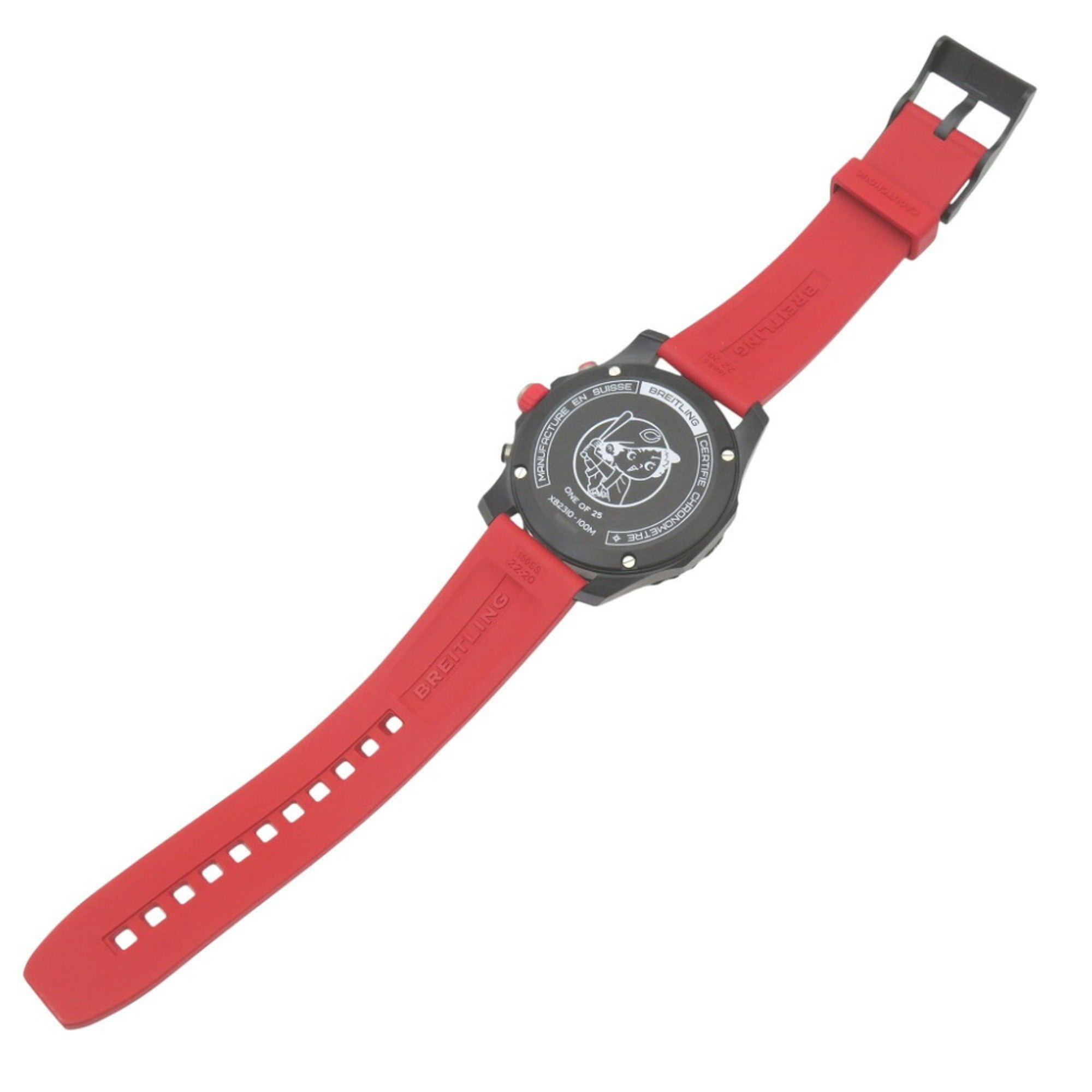 Zo goed als nieuw Breitling Endurance Pro Hiroshima Carp-samenwerkingsmodel X823101E1B1S1 quartzhorloge, Breitlight/rubber, zwarte wijzerplaat, rood, 1102BREITLING, herenhorloge