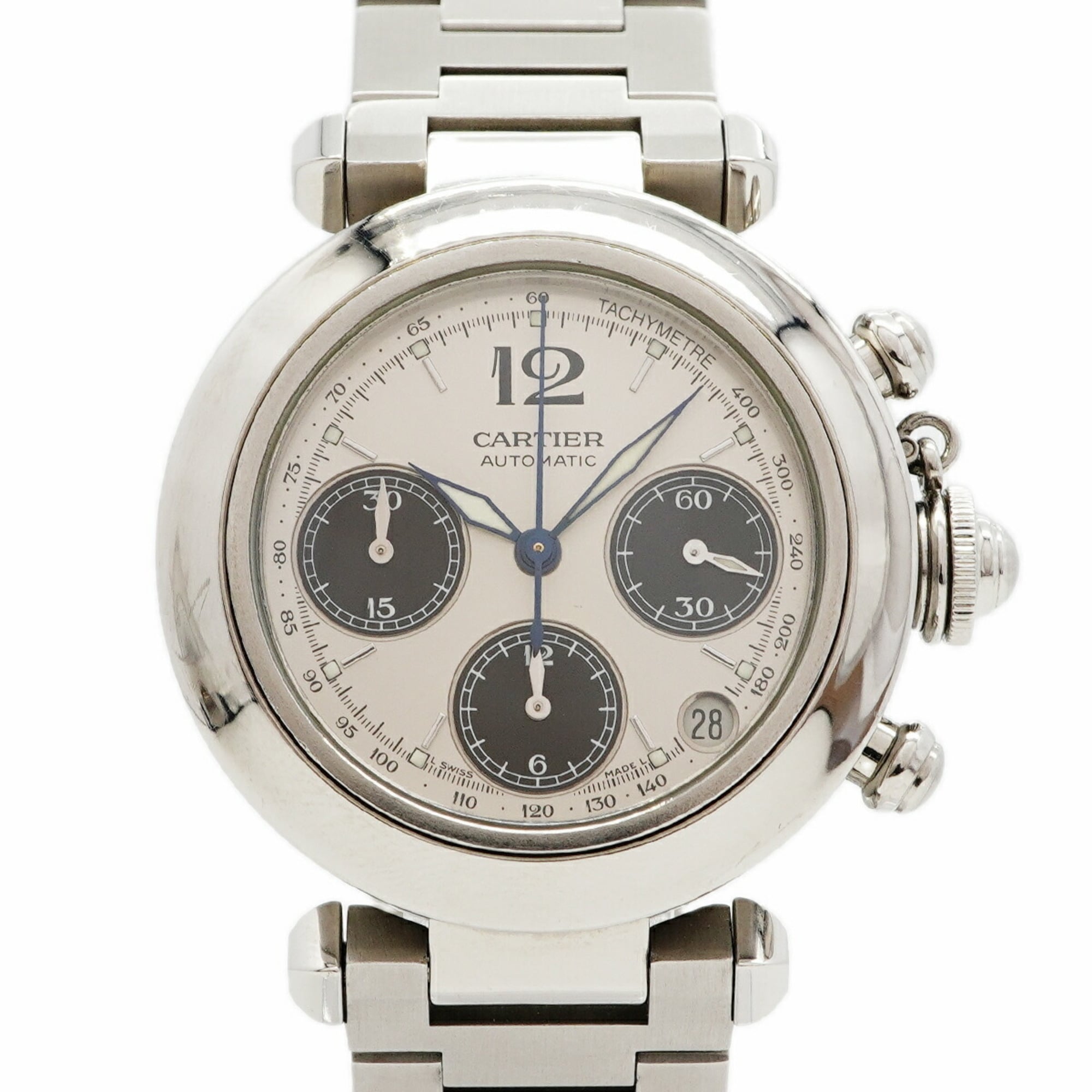 Cartier Pasha C W31048M7 Silver Dial Watch (Boys' Size)