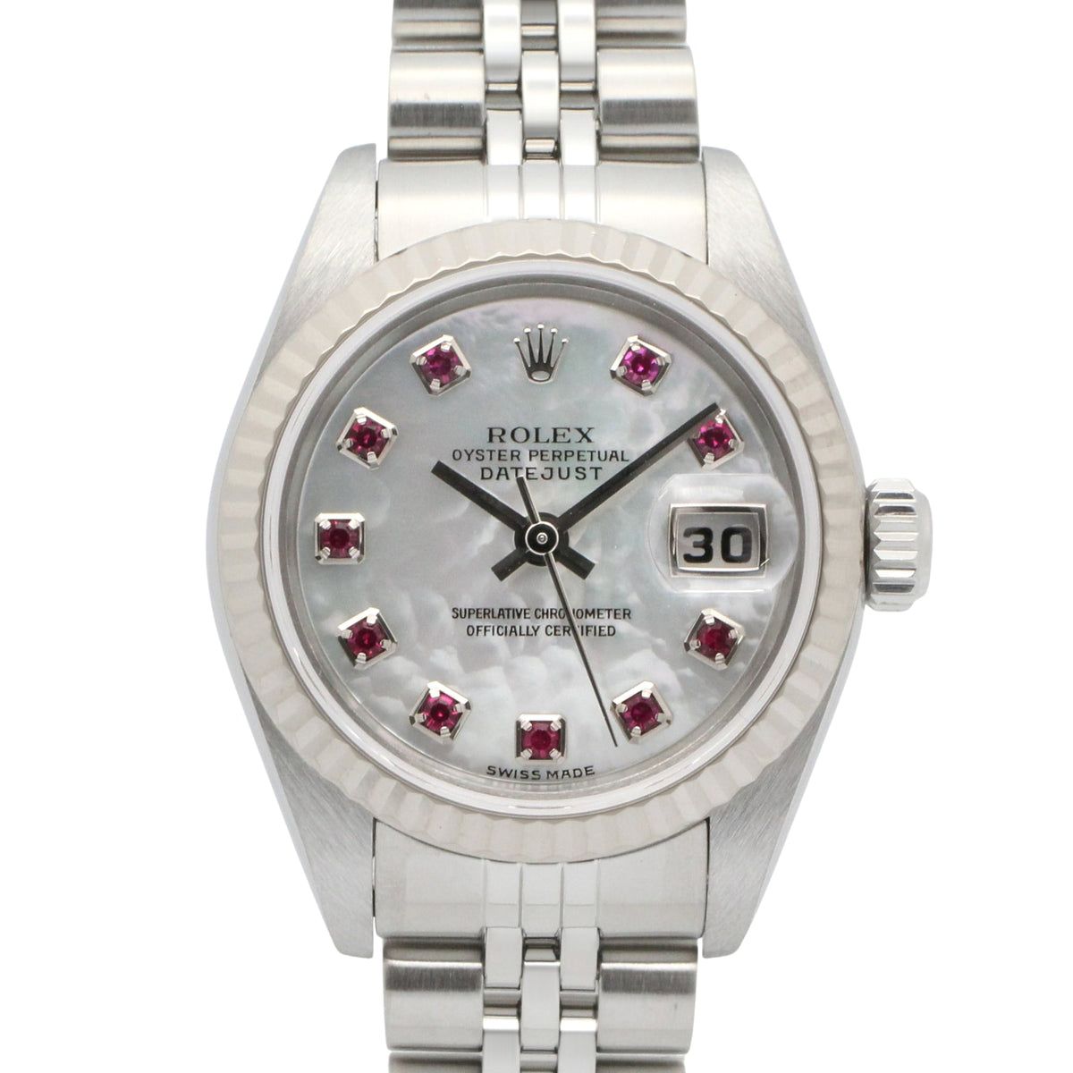Rolex Datejust 10P Ruby 79174NGR White shell Dial 26mm Watch