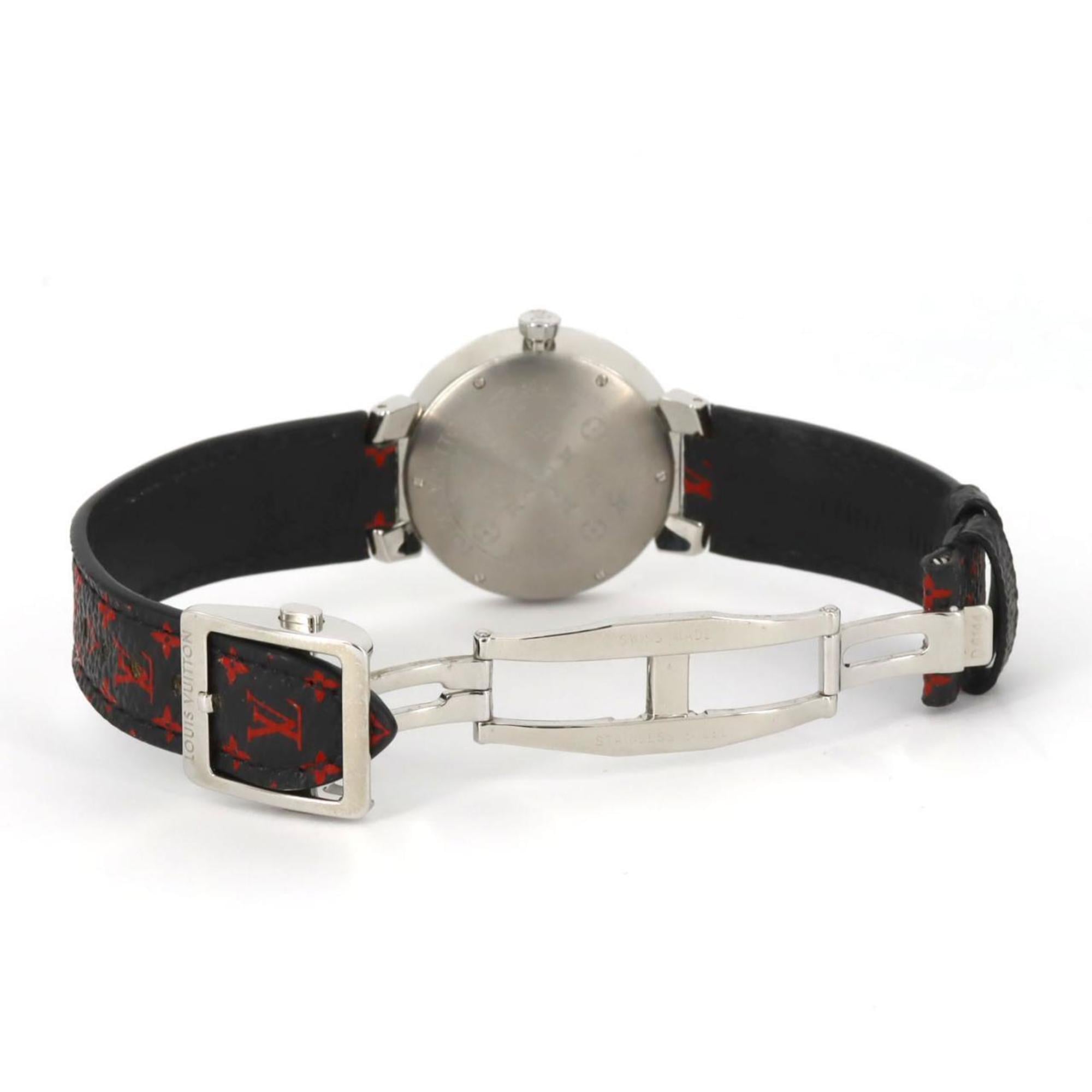 Louis Vuitton Tambour Monogram 8P Q13MJA roestvrijstalen quartzhorloge