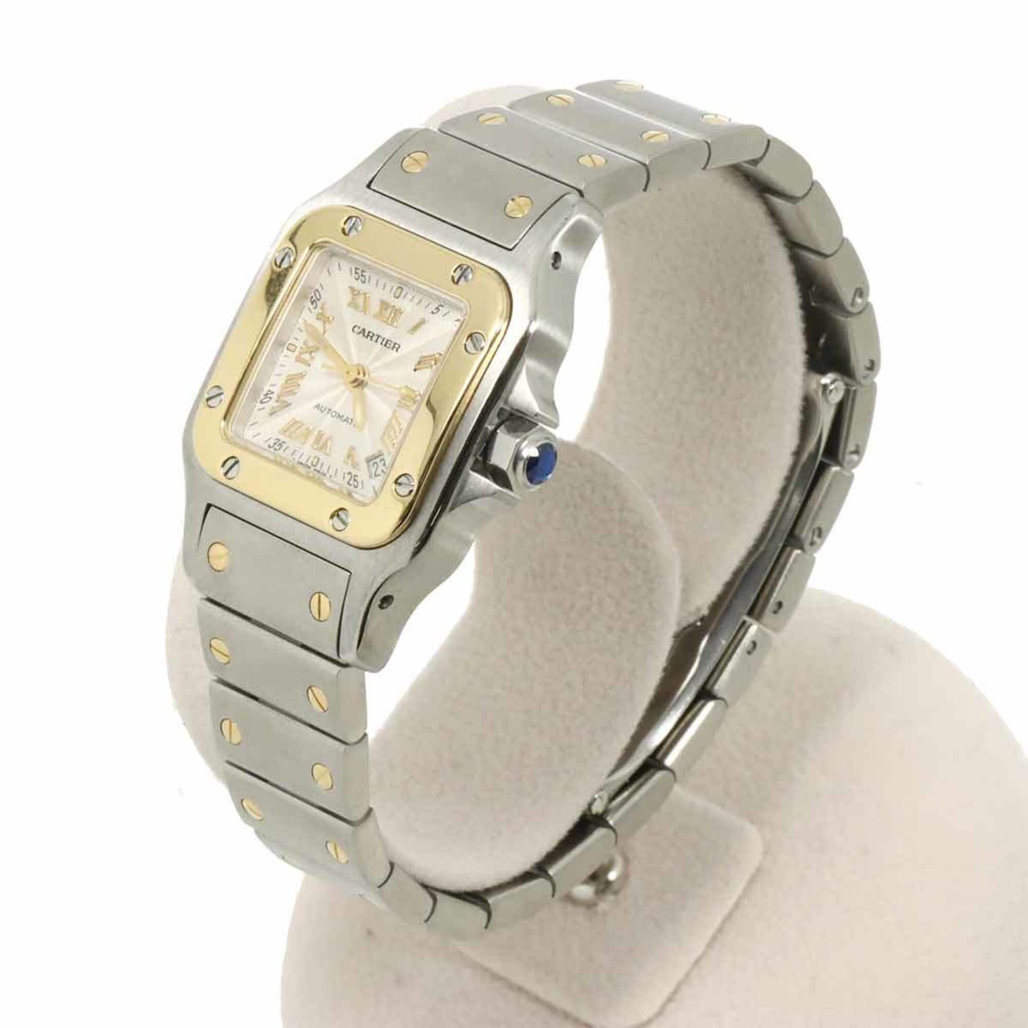 Cartier Santos Galbee SM Two-Tone W20045C4 20th Anniversary Limited Edition Ladies' Watch, Date, Silver Guilloché, Yellow Gold, Automatic Movement.