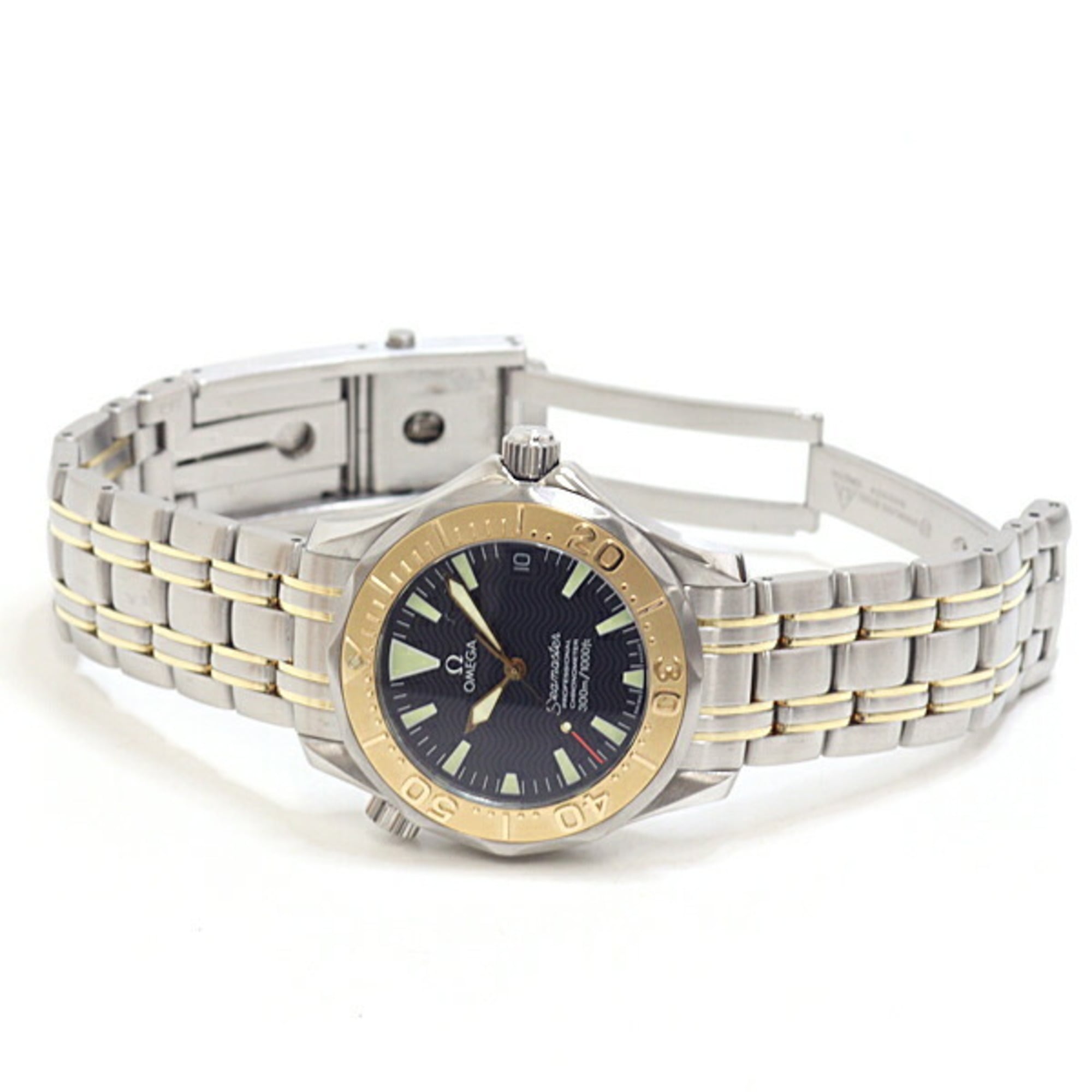 Omega OMEGA 2453.50 Seamaster 300 Professional jongenshorloge, roestvrij staal/geelgoud, zwarte wijzerplaat, automatisch