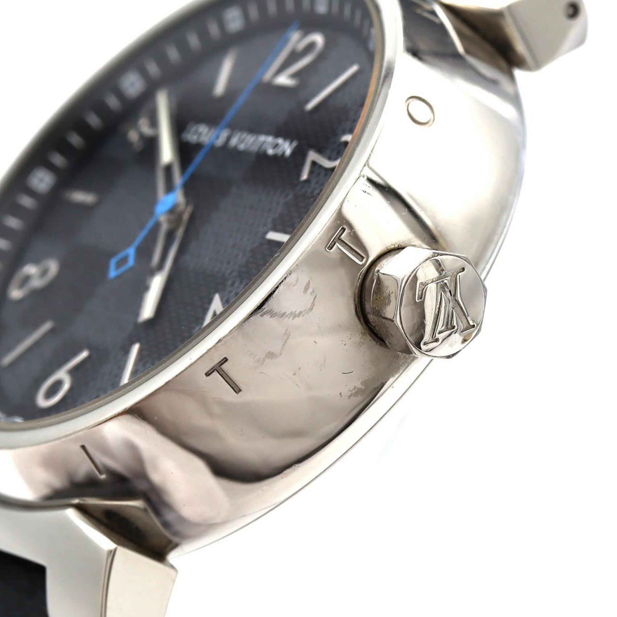 Louis Vuitton Tambour Damier Graphite QA073 SS Quartz Watch