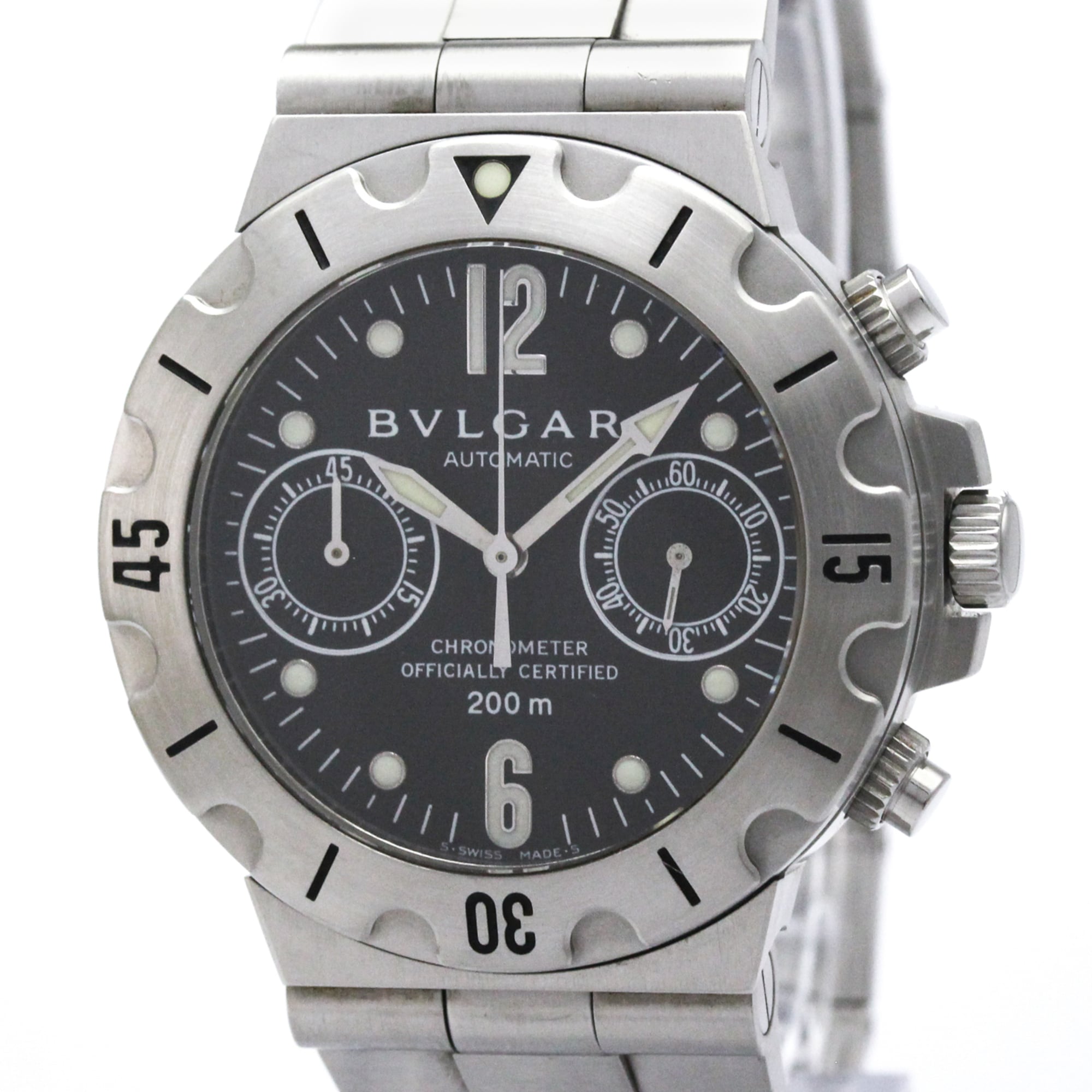 Bulgari Diagono SCB38S Black Dial 38mm Watch