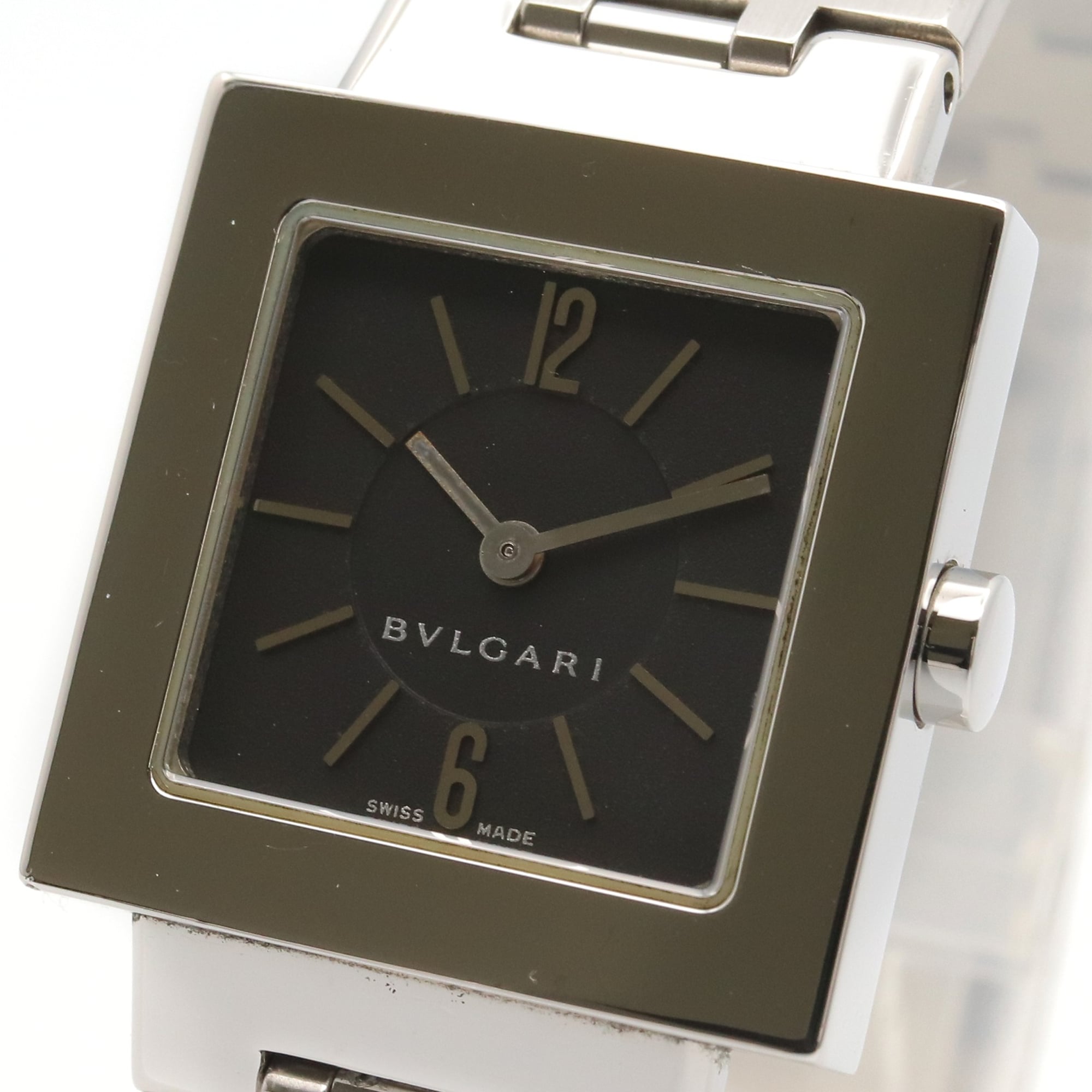 Montre Bulgari BVLGARI Quadrato, acier inoxydable, pour femme, Noir, SQ22SS