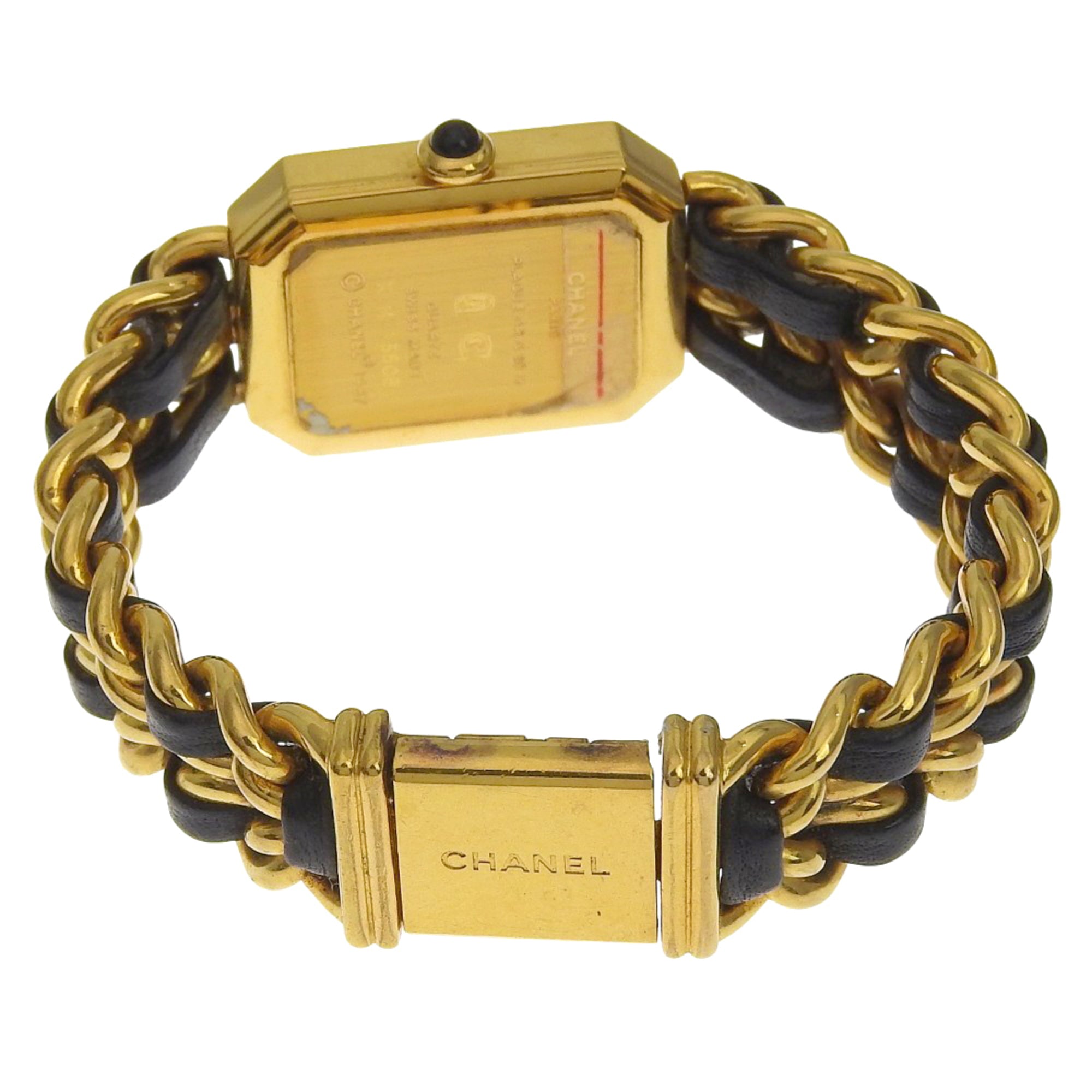 Chanel Premiere S-horloge H0001, verguld x zwart leer, quartz, analoge wijzerplaat, damesmodel