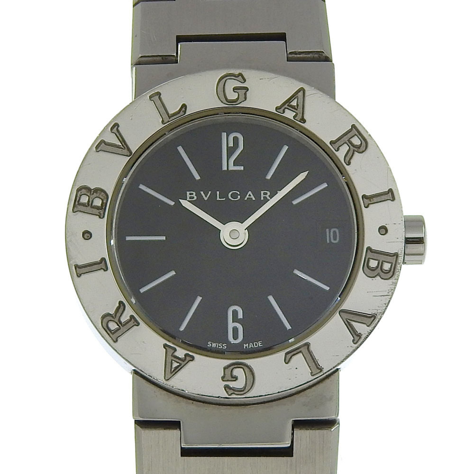 BVLGARI Bzero1 Watch, BZero1 BB23SS, Stainless Steel, Quartz Movement, Analog Display, Black Dial, Women's