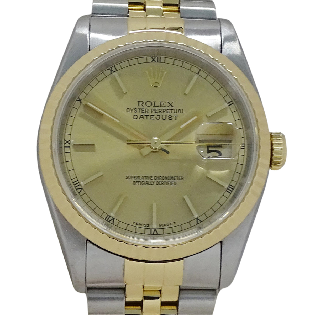 Rolex Datejust 16233 T Gold Dial 35mm Watch