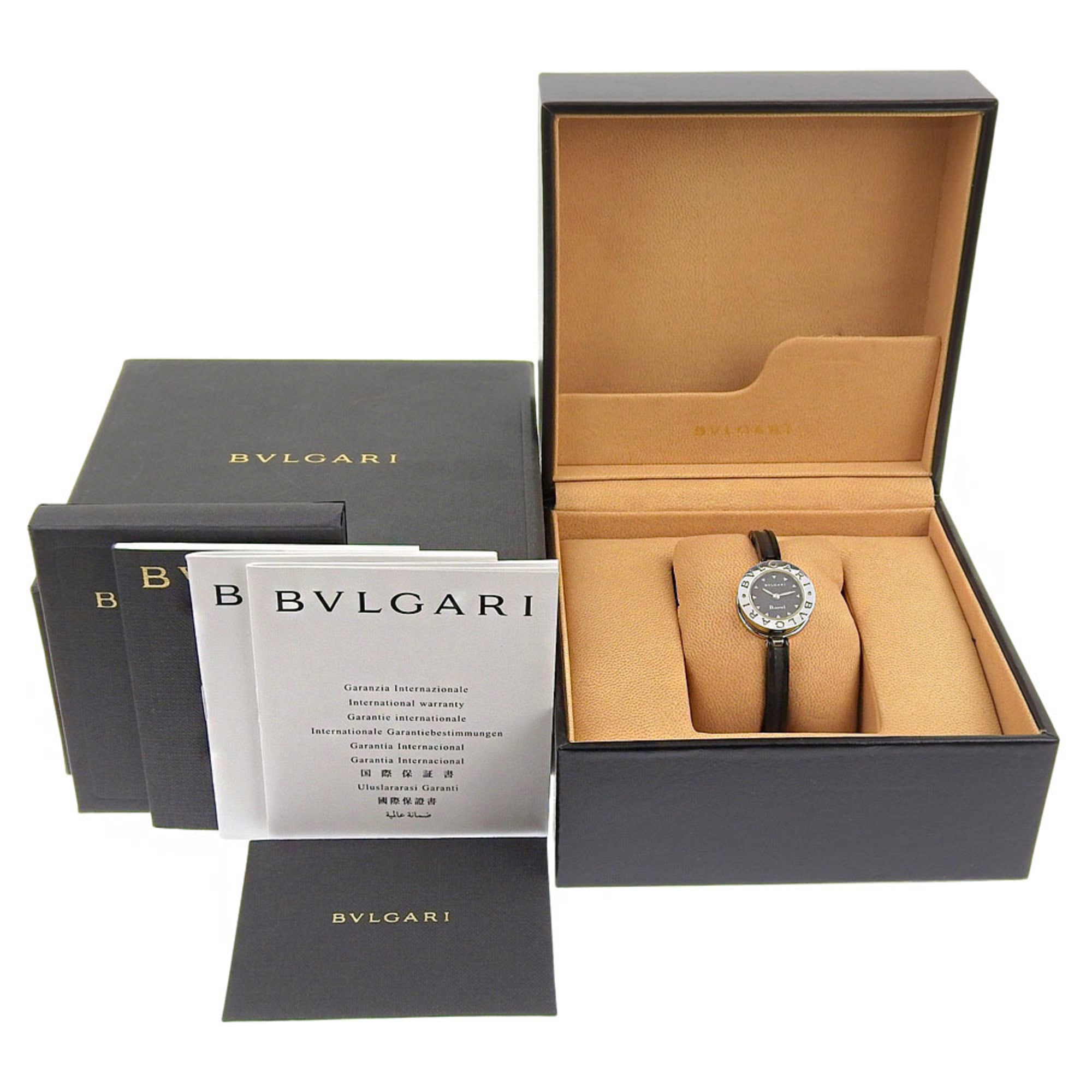 BVLGARI Bzero1 BZ22S dameshorloge van roestvrij staal en rubber, quartz uurwerk, analoge wijzerplaat, zwarte wijzerplaat