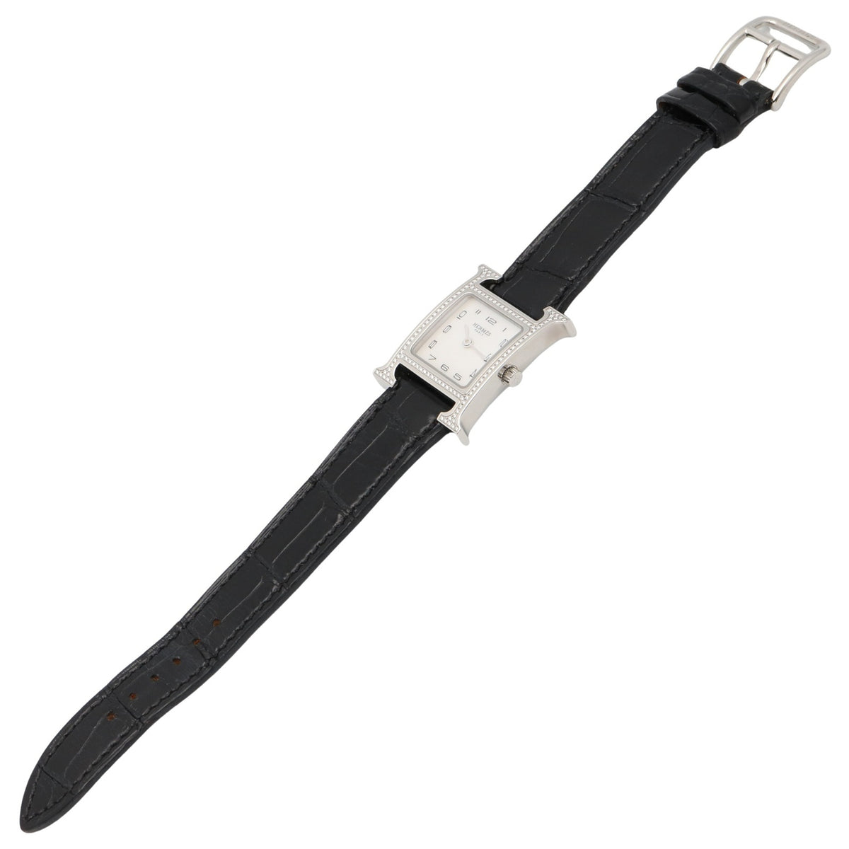 Hermes H- Diamond Bezel HH1.235 White shell Dial 21mm Watch