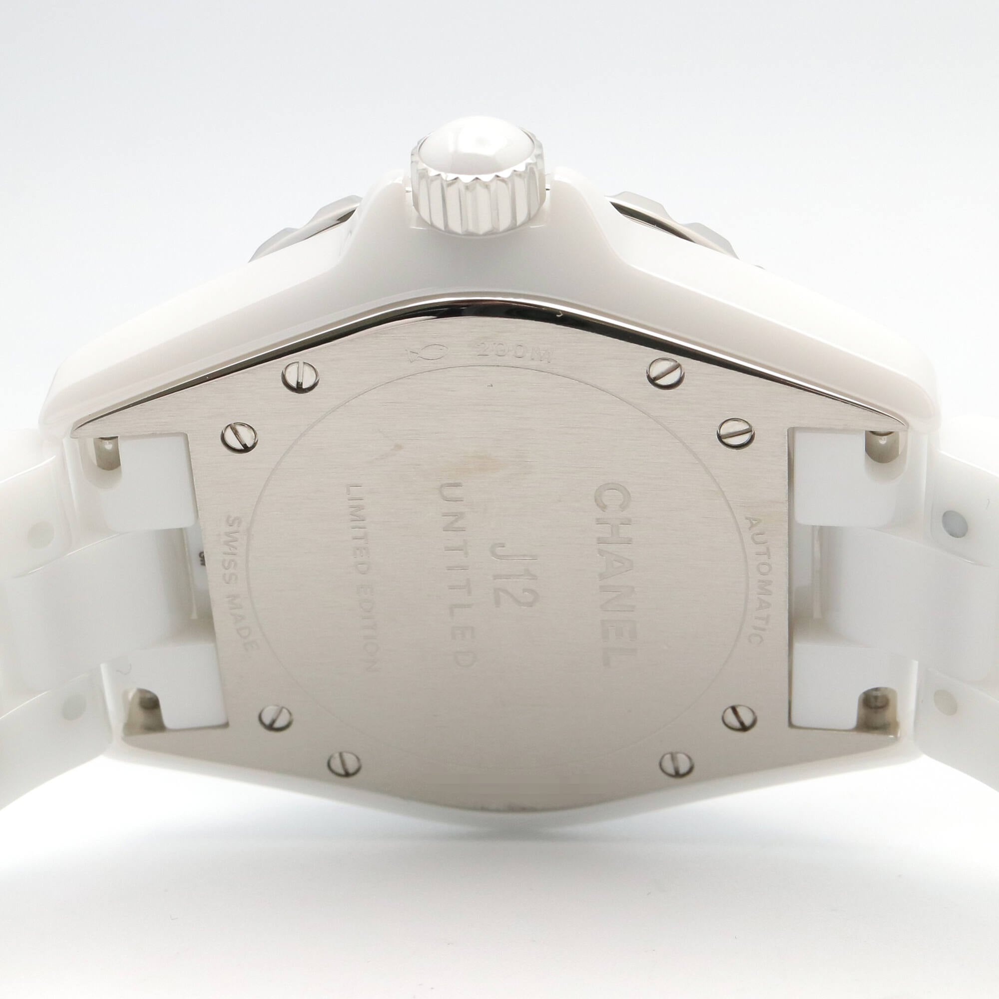 Montre Pour Hommes Chanel J12 Untitled en céramique Montre Pour Hommes, Blanc (H5582)