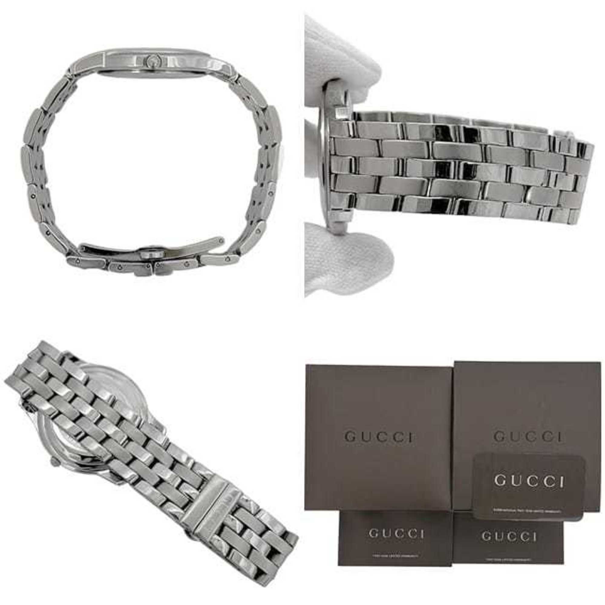 Gucci 5500M Horloge f-24297 Zilverwit YA055305 Herenhorloge van roestvrij staal, kwarts 0163*** GUCCI, werkt op batterijen, analoge wijzerplaat met datum