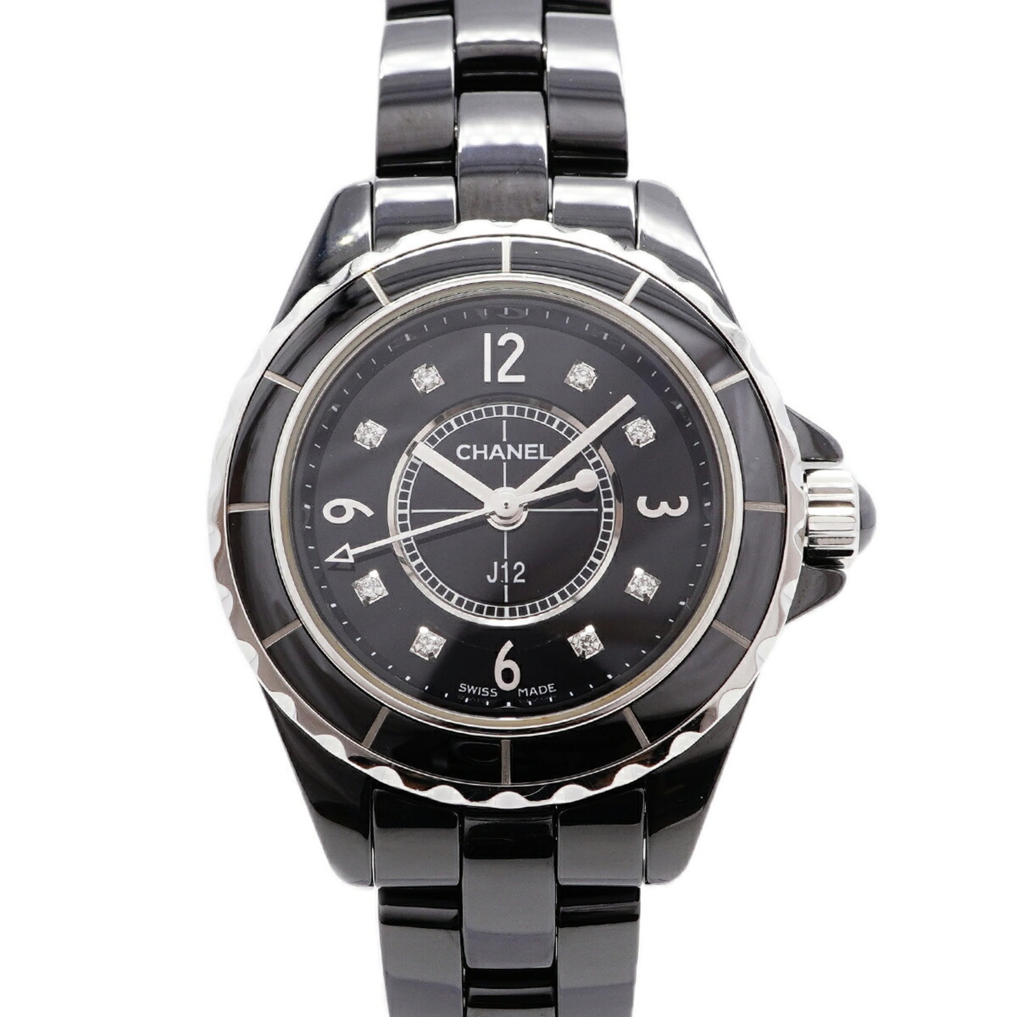 Chanel J12 Diamond H2569 Black Dial 28mm Watch