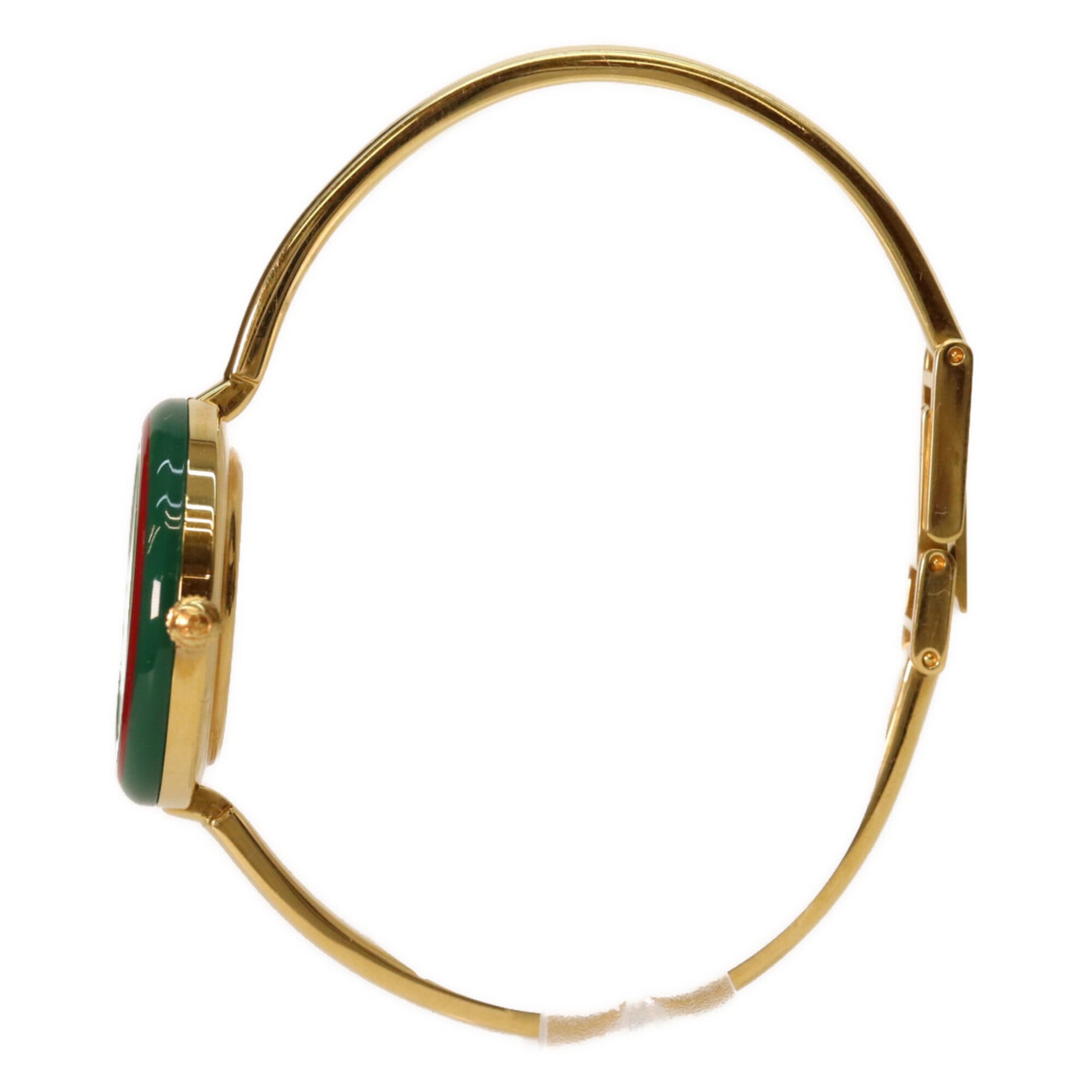 GUCCI 1100L 11 12.2 Horloge met verwisselbare rand, middelgroot, quartz, goud, witte wijzerplaat, dameshorloge