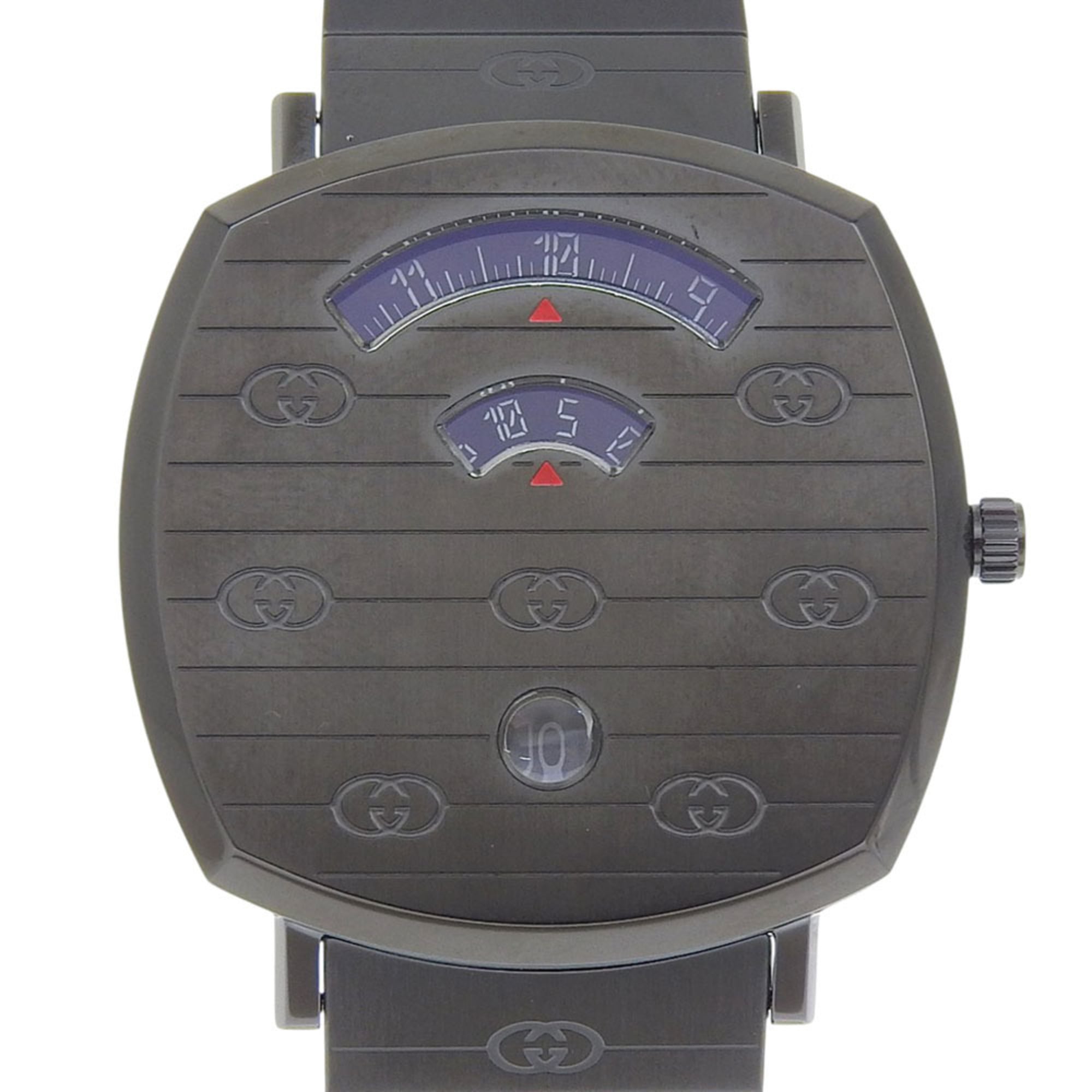 Gucci Grip Watch, 157.3 Stainless Steel, Black Quartz Movement, Analog Display, Dial, Men's