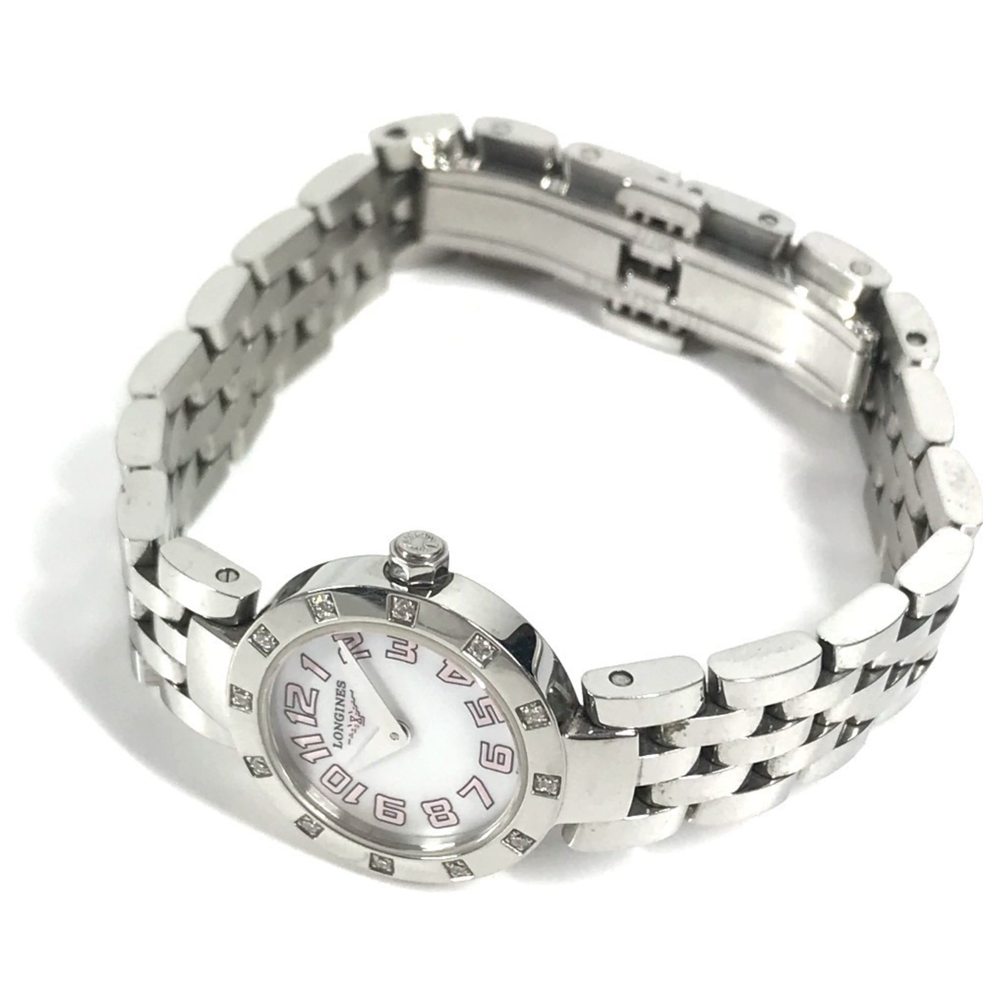 LONGINES DolceVita L5.174.0 Diamantlünette mit 12 Diamanten, Damenuhr, Edelstahl, Silber