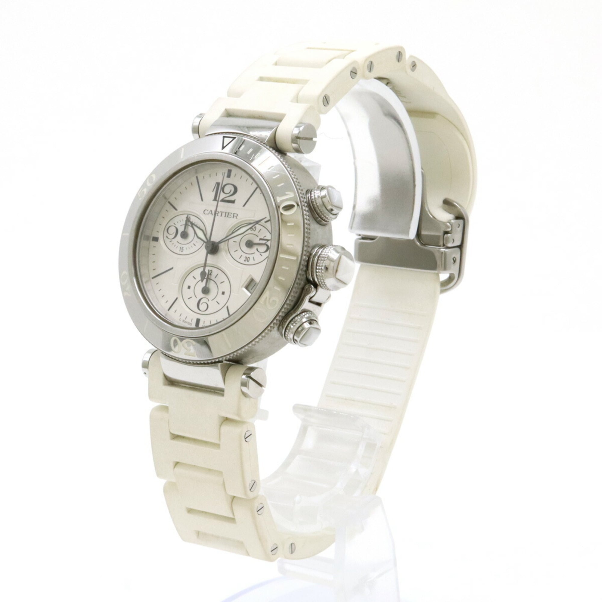 Cartier Pasha met zilveren wijzerplaat, AT, automatisch, heren-, dames- en unisexhorloge W3140005