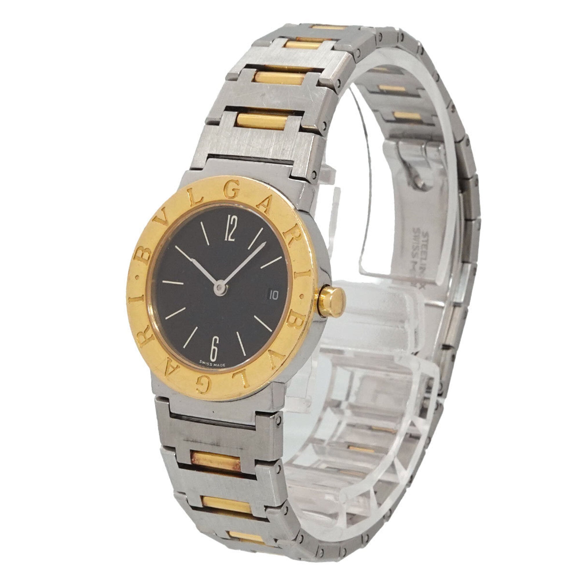 BVLGARI BB26SGD Wo Date Black YG Yellow Gold Quartz