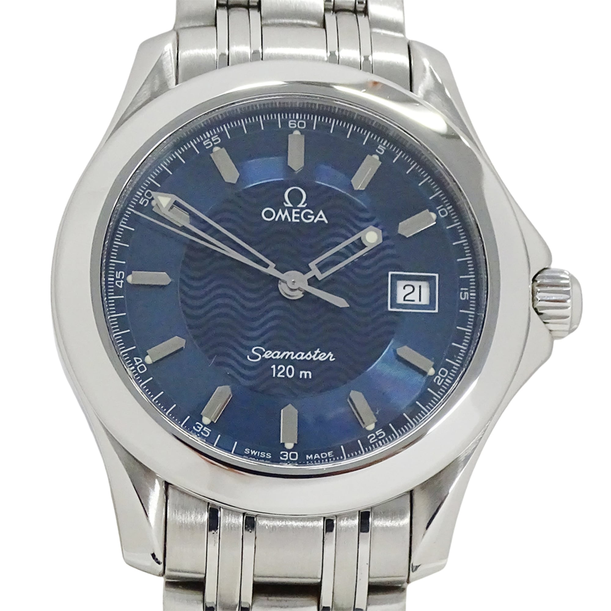 Omega Seamaster 2511.81 Brand Name 120m Water Resistant Date Quartz Movement Stainless Steel (SS) Silver & Blue