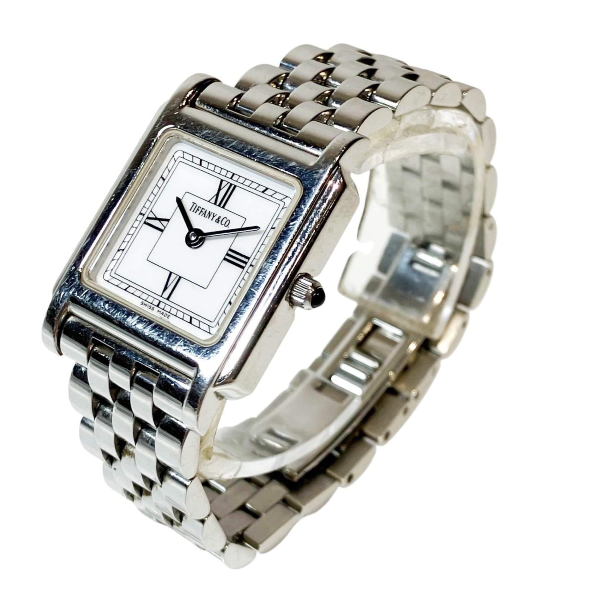 Tiffany & Co. wristwatch, total weight 52g, stainless steel, quartz movement, white dial.