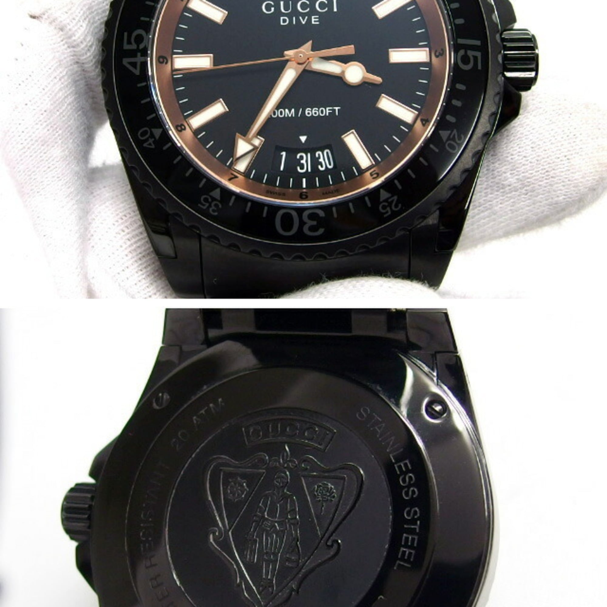 Gucci Dive Date-horloge voor heren, zwart