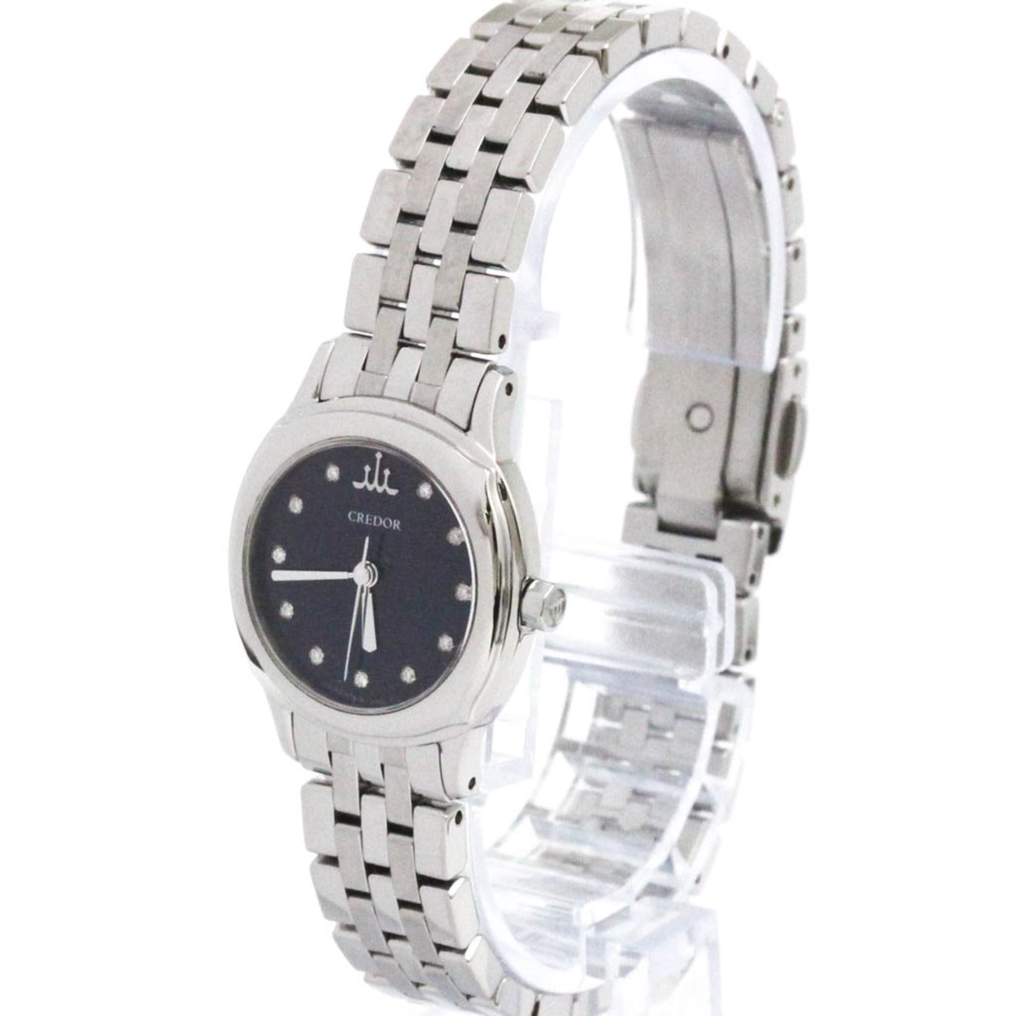 SEIKO Credor Diamond Stainless Steel Quartz Ladies Watch GSAS953(4J81-0AS0) Polished