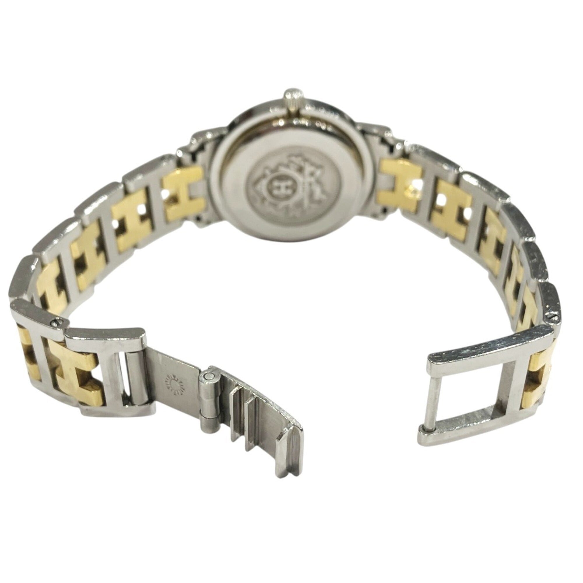 Montre Hermes Clipper, poids total 36,2 g, acier inoxydable, mouvement Quartz, cadran Blanc, CL3.240