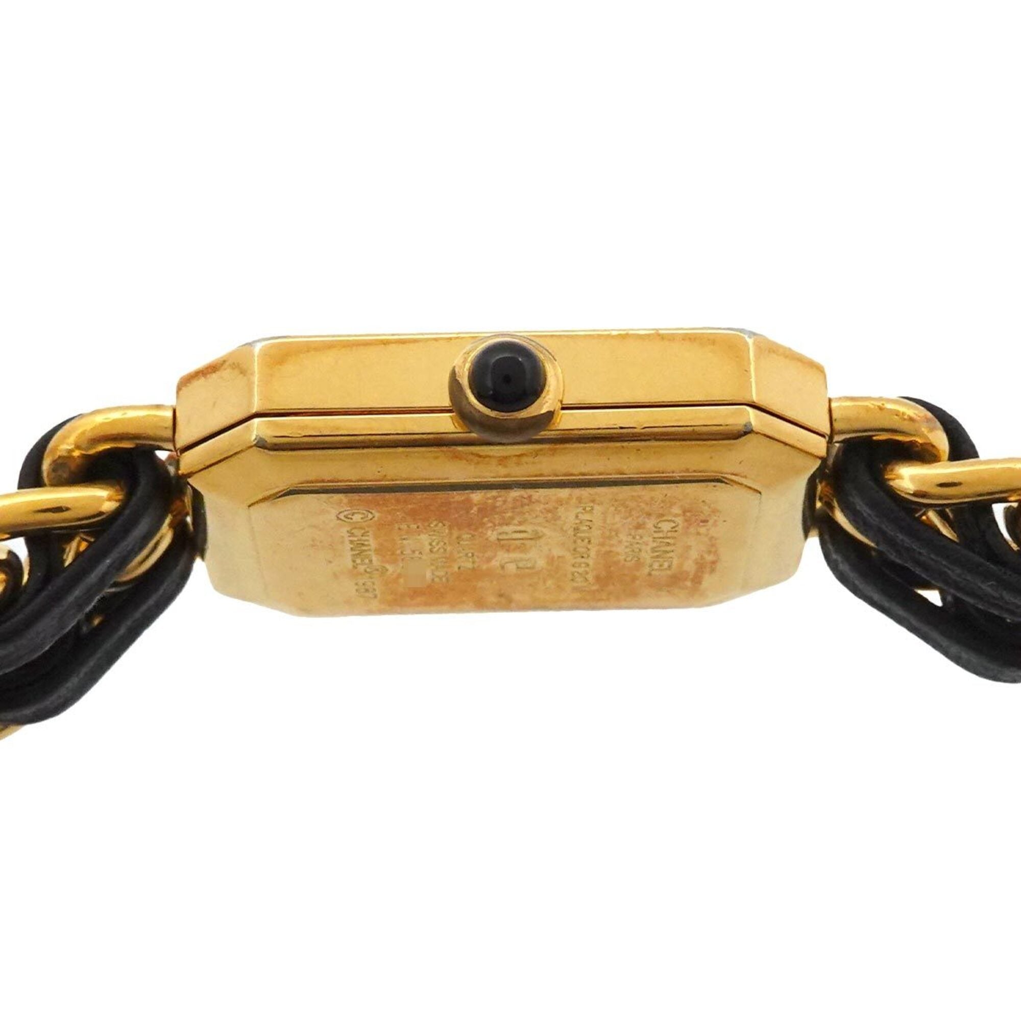 Chanel Premiere Large Size H0001 Wo Black Gold Quartz