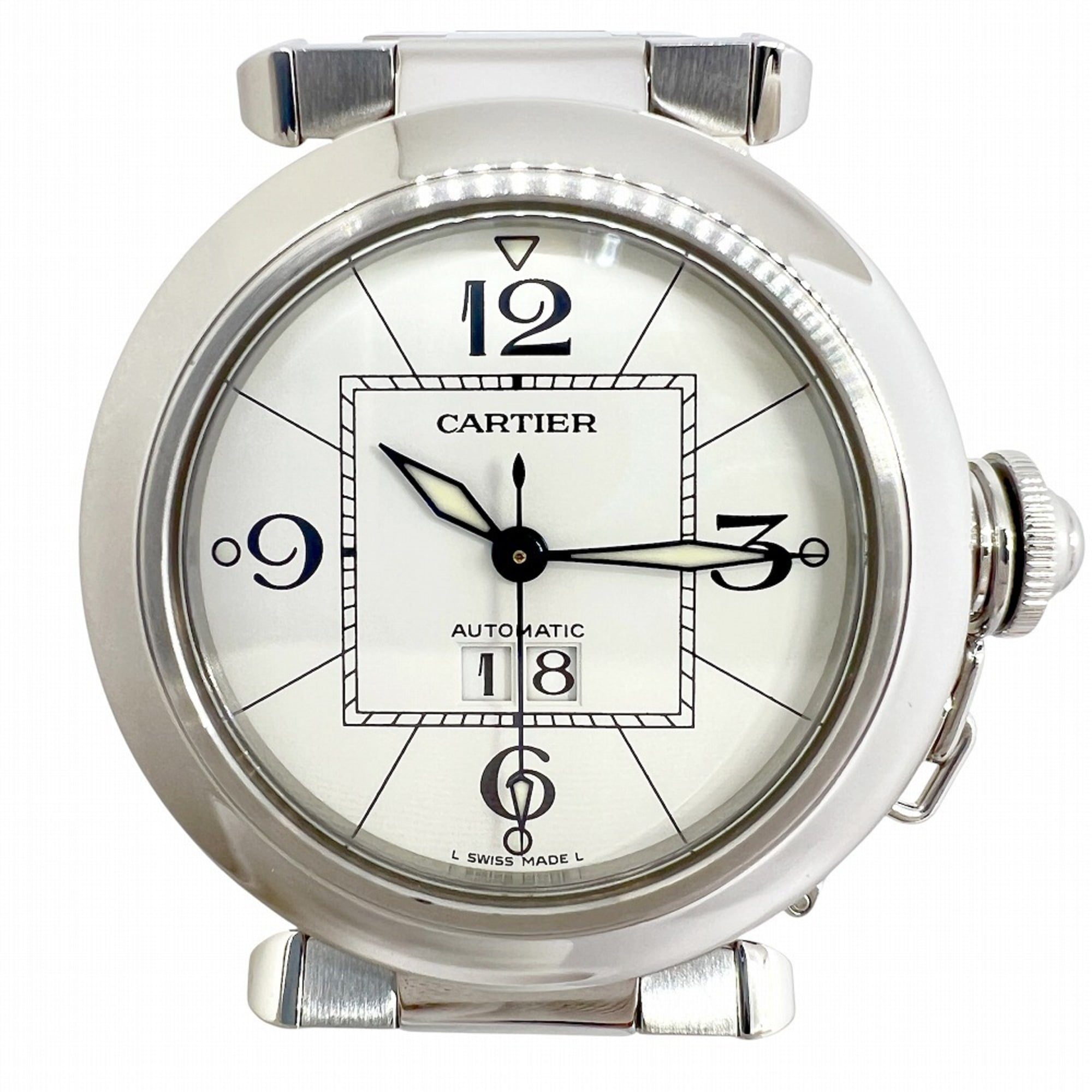 Cartier Pasha C Big Date Stainless Steel White Dial W31055M7 Automatic for Women and Men