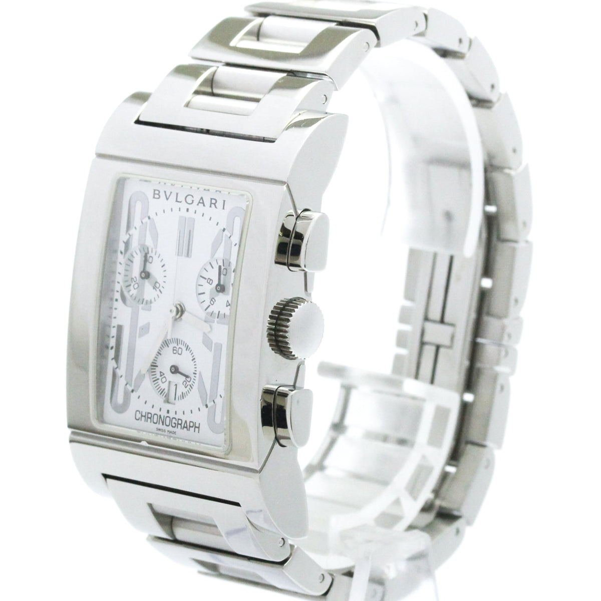 Bvlgari Rettangolo RTC49S Weiß Zifferblatt 49 mm Uhr