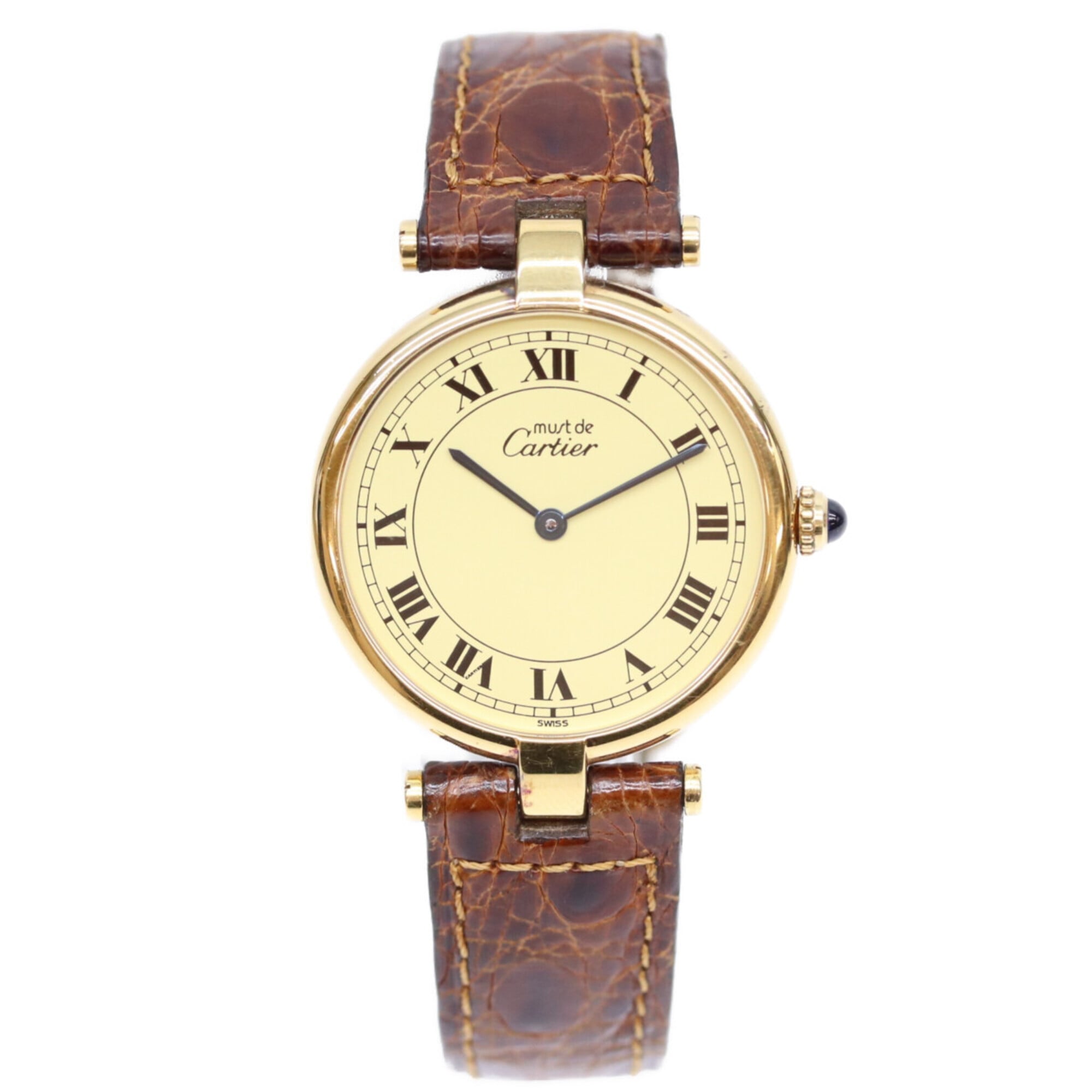 Cartier 90s 925 Must Vendôme Vermeil LM Quartz Gold with Ivory Dial Ladies