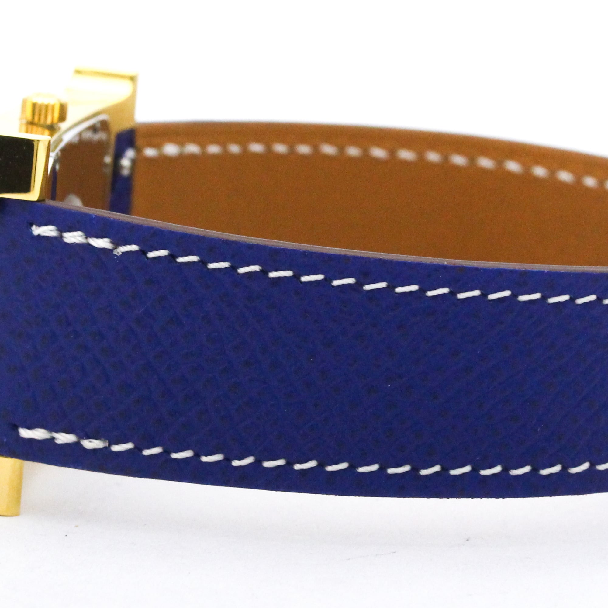 Montre pour homme HERMES H, plaquée or, bracelet en cuirQuartz référence HH1.510