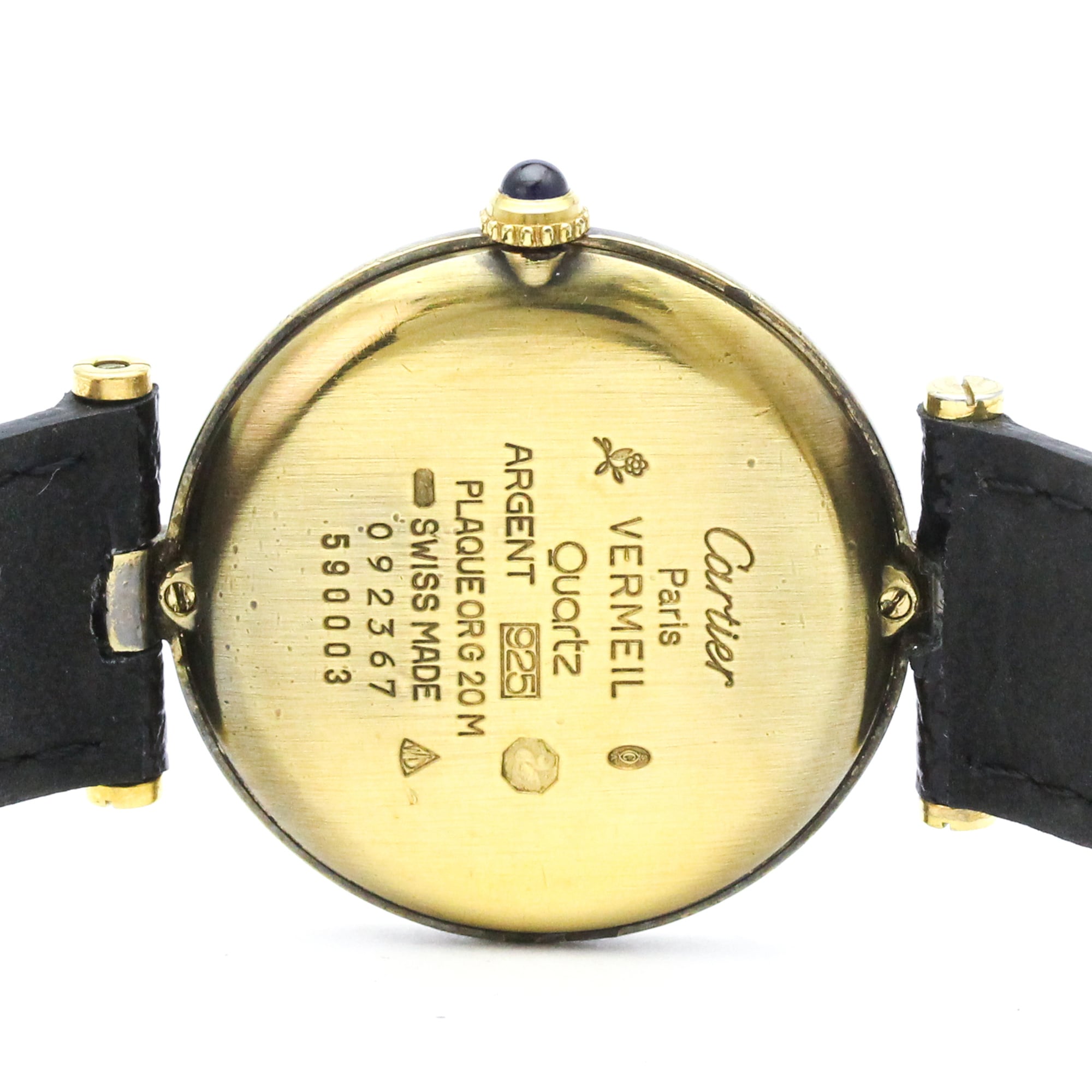 CARTIER Must Vendome Gold Plated Leather Quartz Unisex Watch 590003