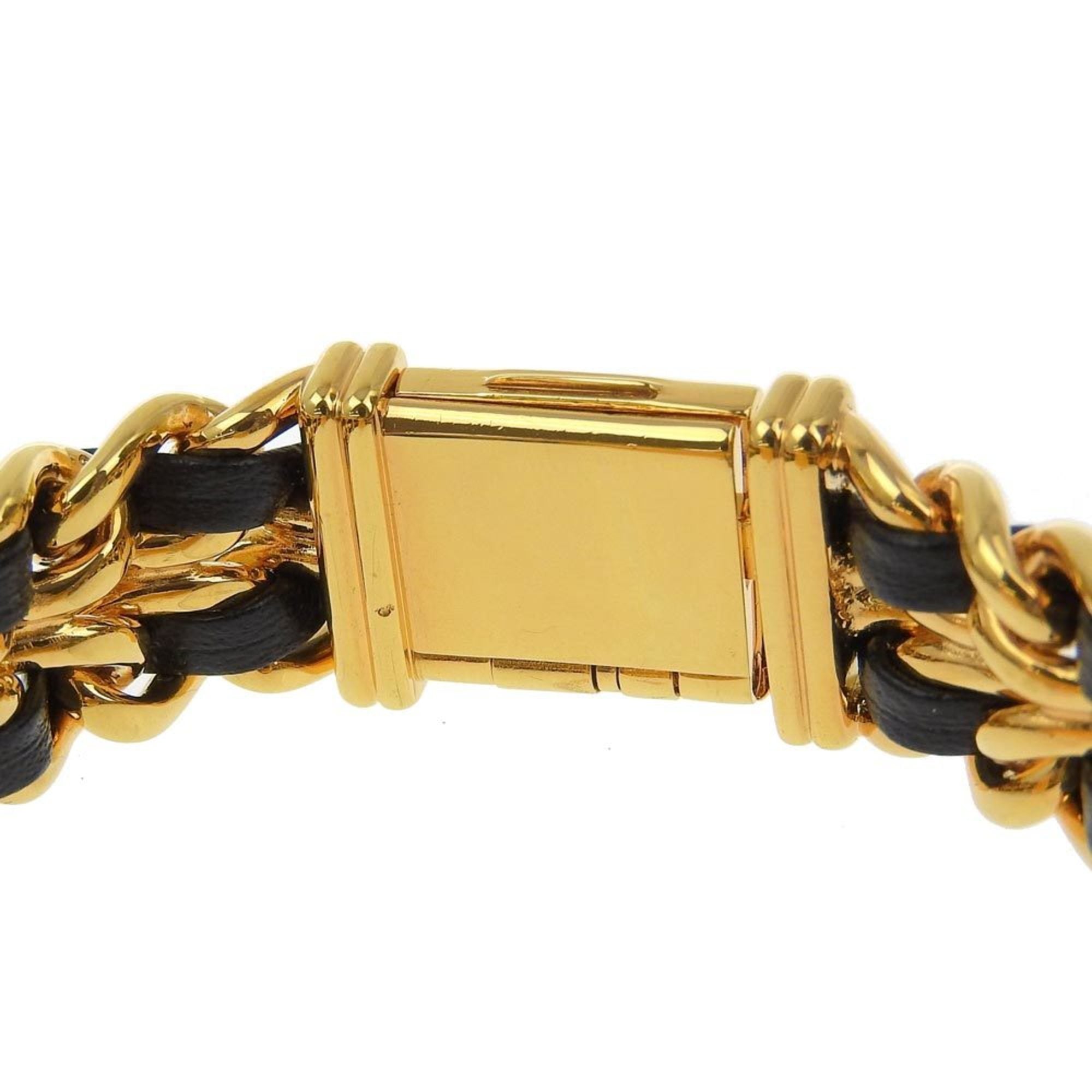Chanel CHANEL Premiere S Uhr H0001 vergoldet x LederQuarz analoges ZifferblattSchwarz Zifferblatt, Damenuhr