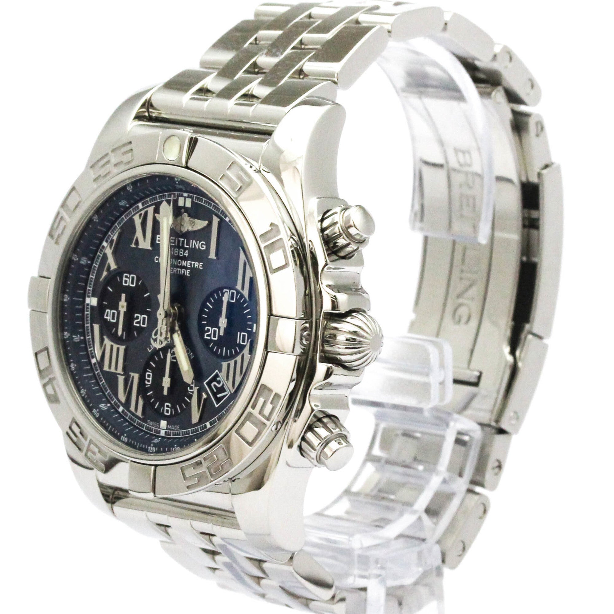 BREITLING Chronomat 44 Japan LTD MOP Steel Mens Watch AB0111 Polished