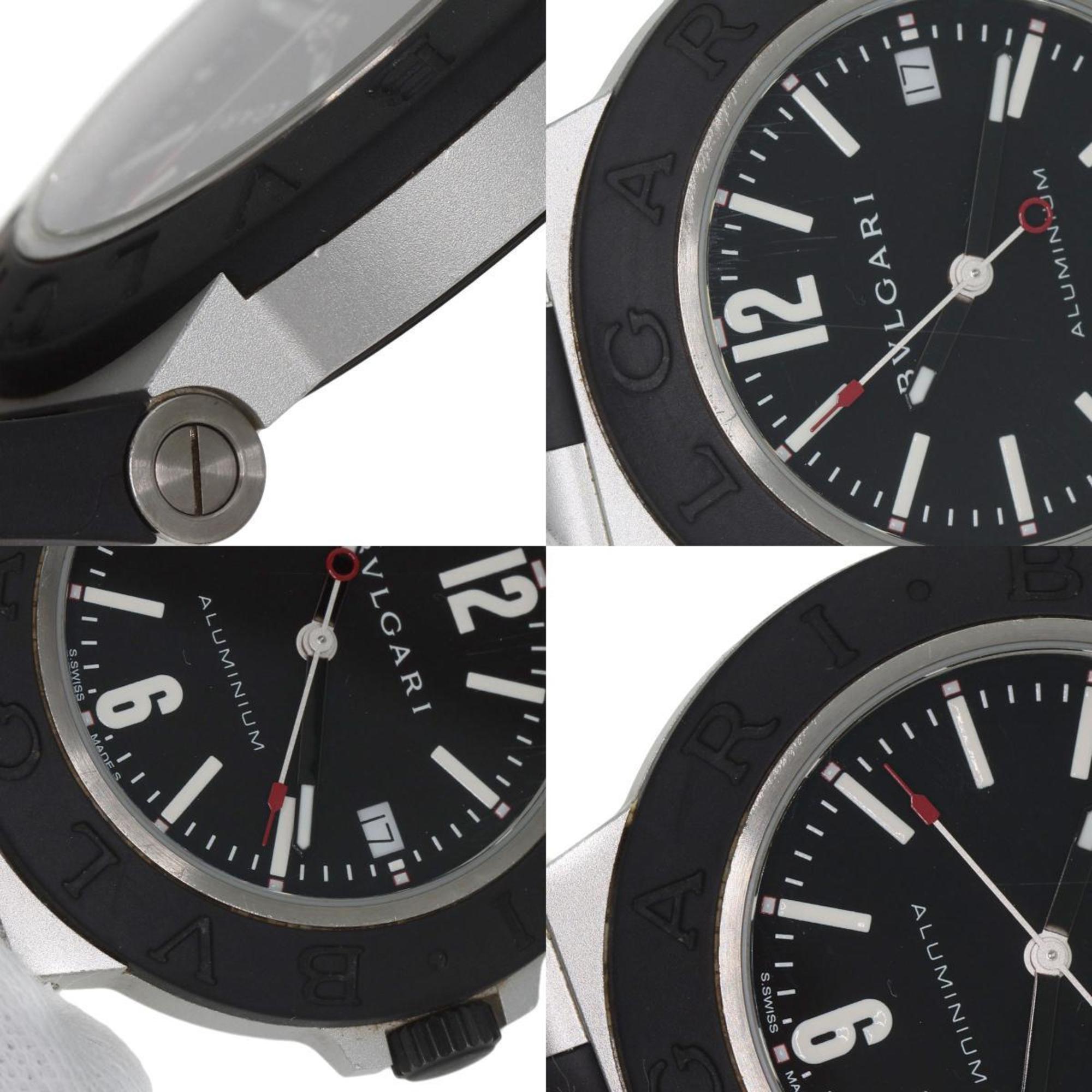 BVLGARI BB40AT Aluminium Date-horloge met rubberen band voor heren
