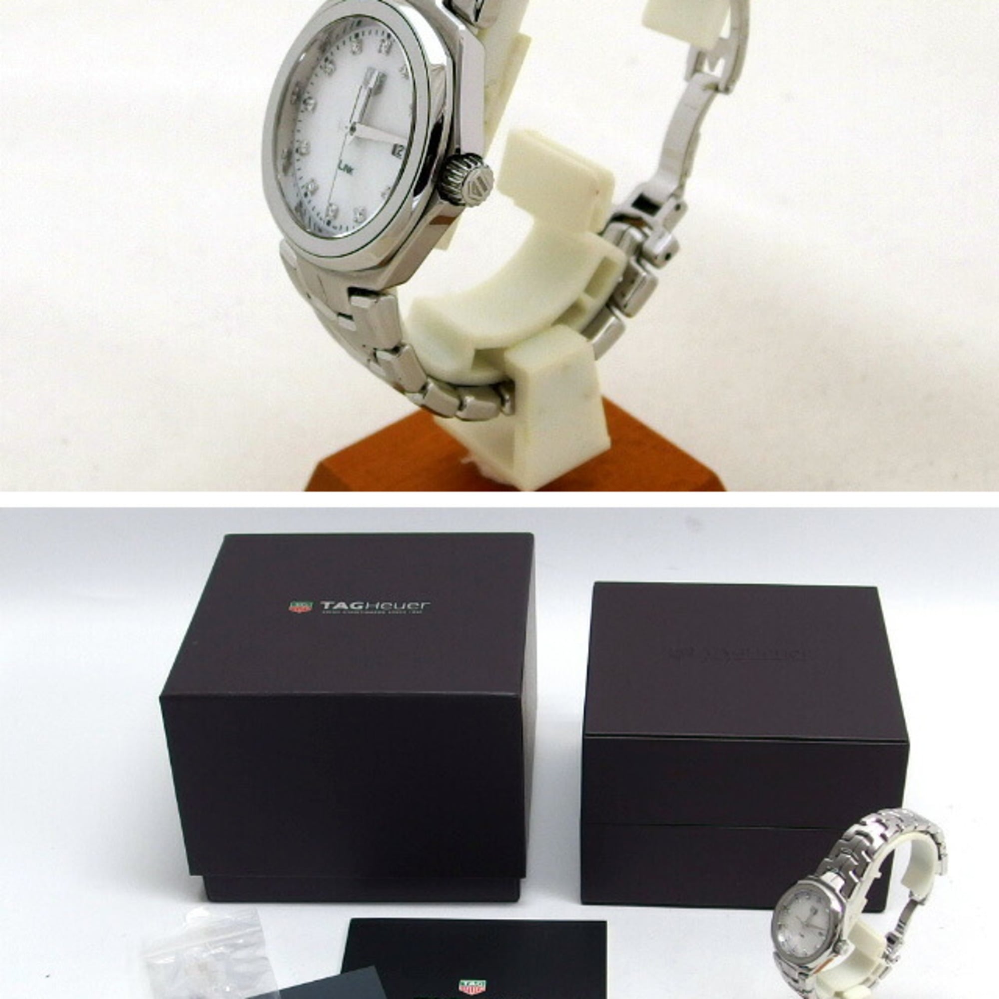 TAG Heuer Link Datum 12P Damenuhr Weiß Zifferblatt in Muscheloptik und Diamanten